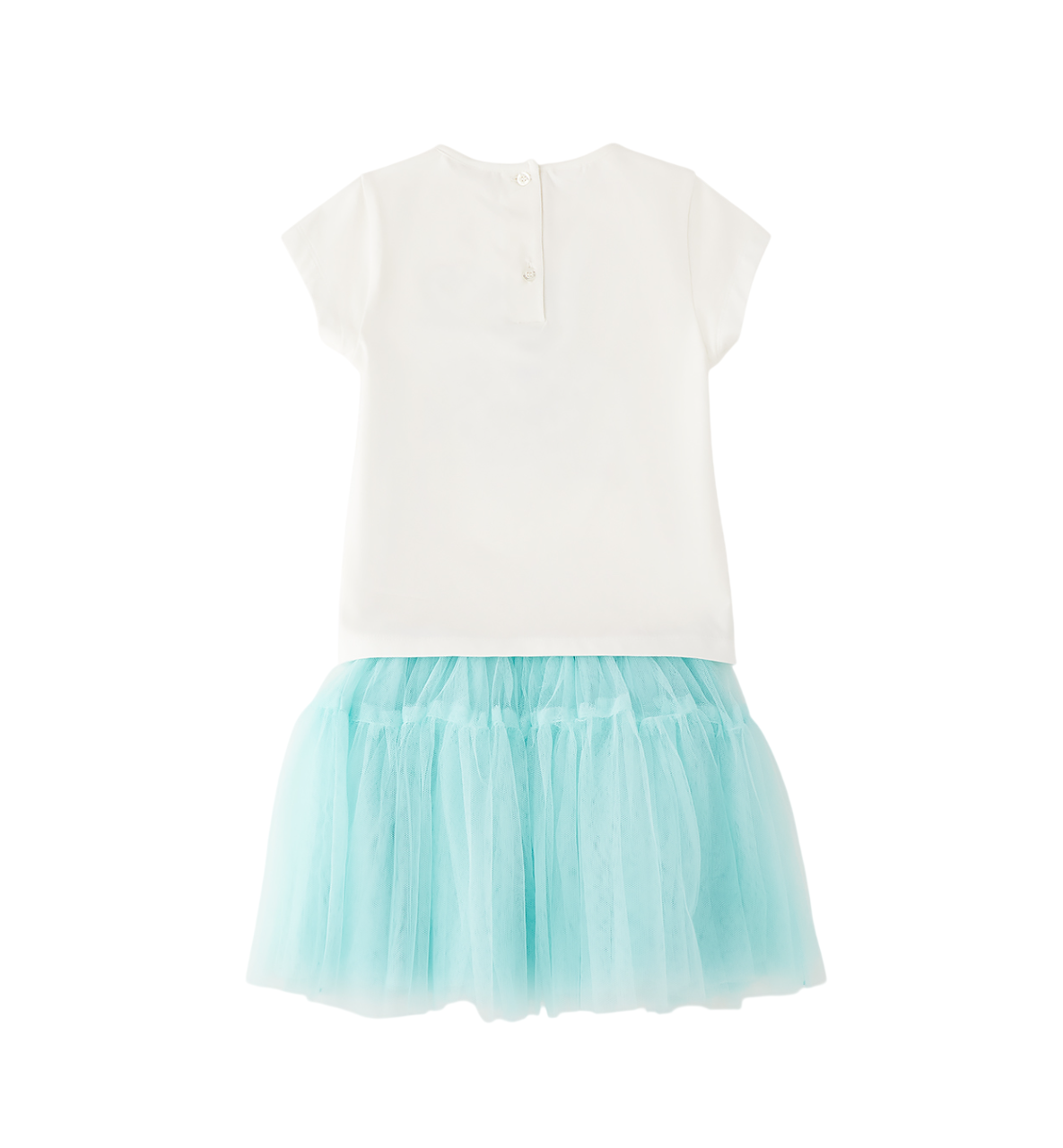 iDo completo bambina T-shirt e gonna in tulle bianco celeste 4G301 0112 iDO