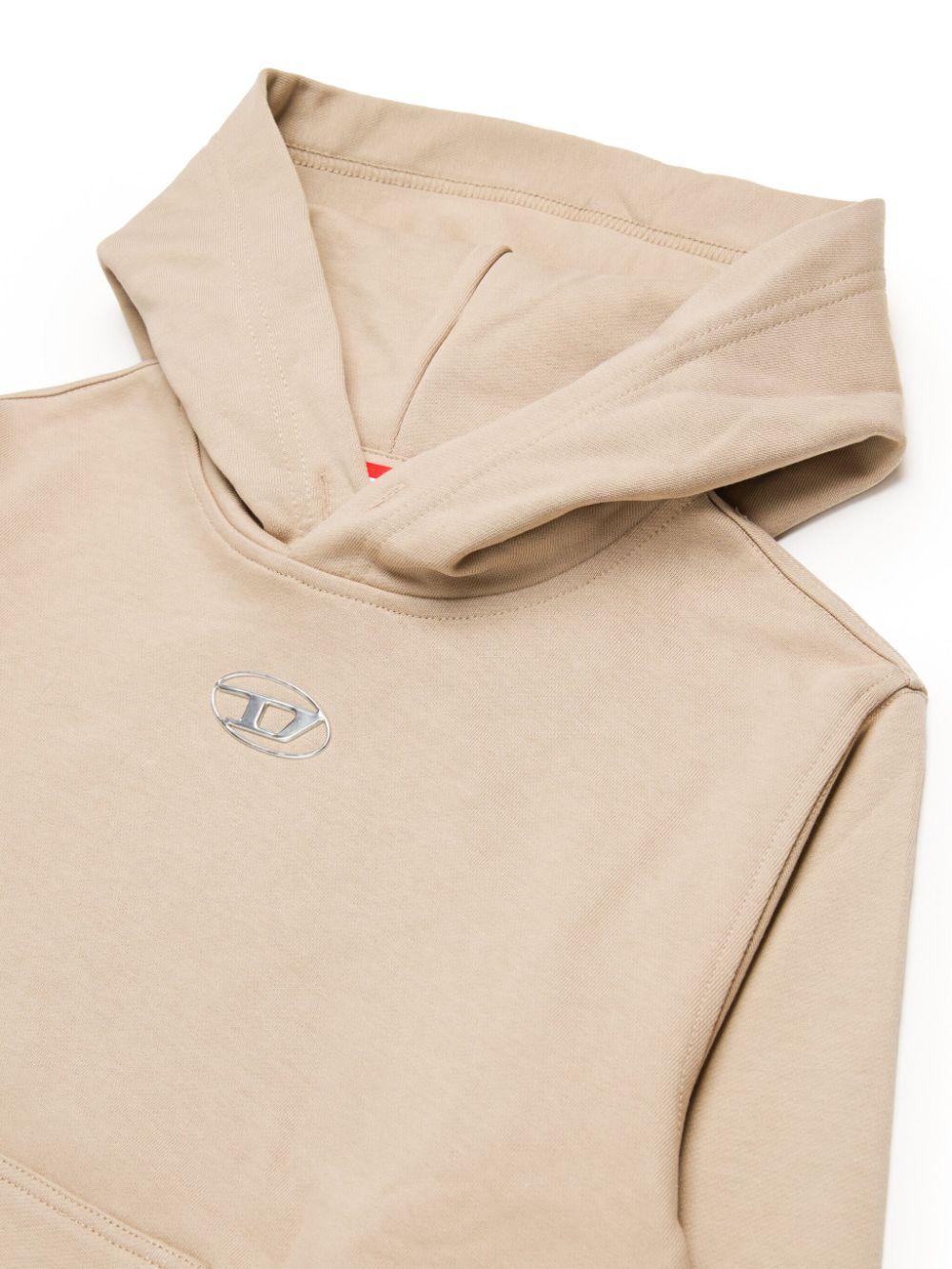 Diesel felpa Smacshoodod con cappuccio e mini logo beige J02025-KYAVF K758 DIESEL