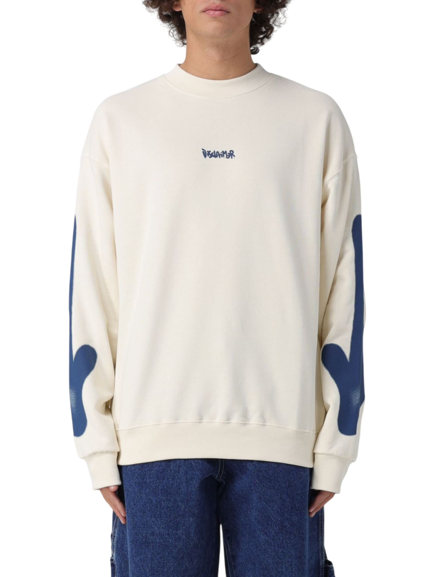 Disclaimer felpa uomo con stampe color latte 55129 LATTE DISCLAIMER