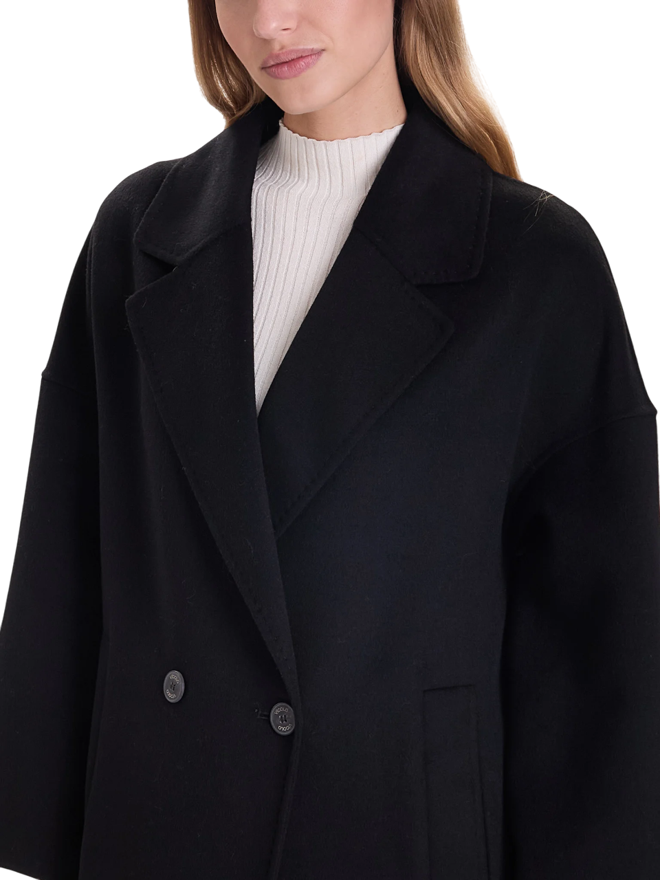 Vicolo cappotto doppiopetto lungo misto lana nero TF0003 NERO VICOLO