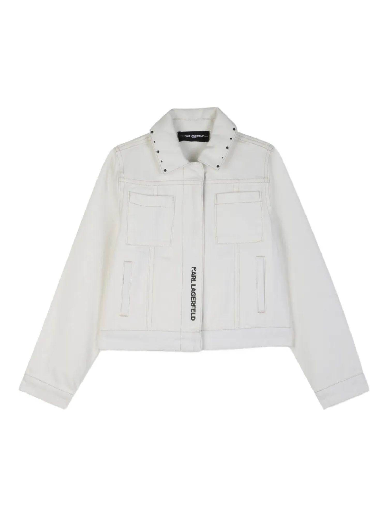 Karl Lagerfeld giubbino bambina in denim con strass panna Z31133 ECRU KARL LAGERFELD KIDS