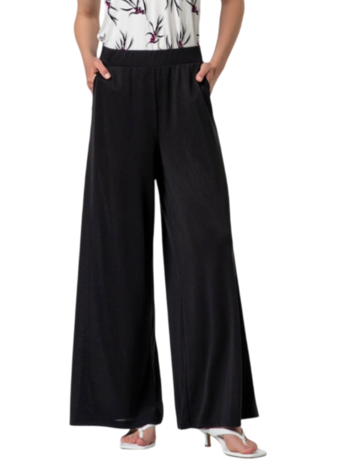 Surkana pantalone wide leg donna misto modal nero 526BAMO518 00 SURKANA