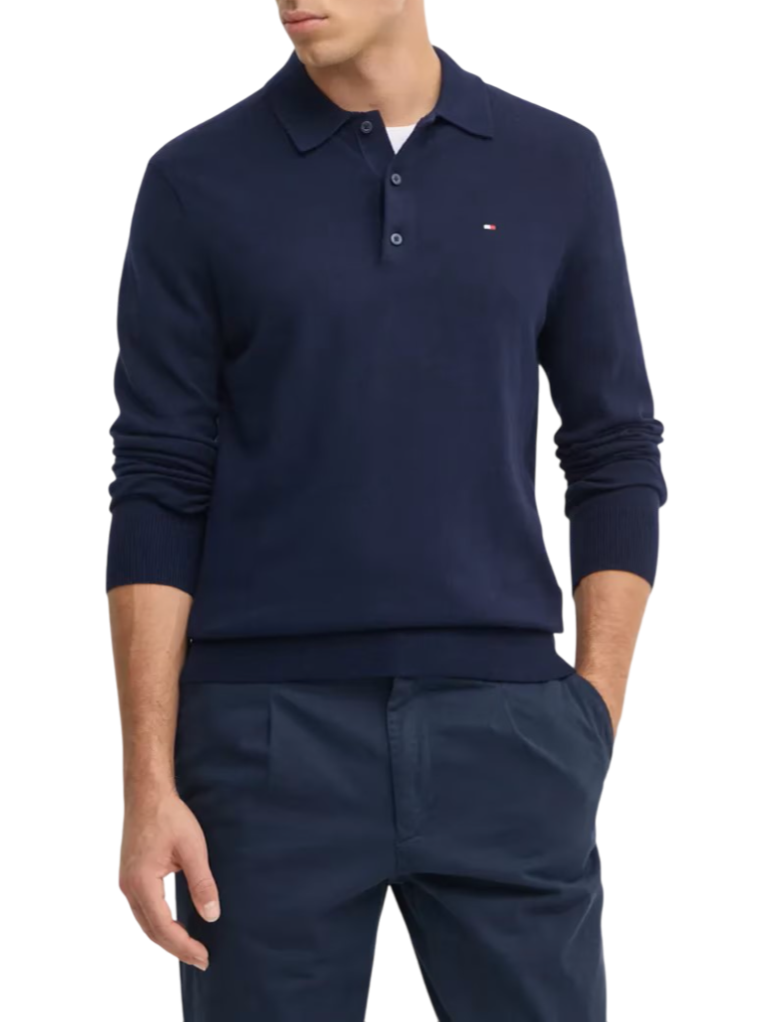 Tommy Hilfiger polo uomo misto cashmere blu MW0MW36519 DW5 Tommy Hilfiger