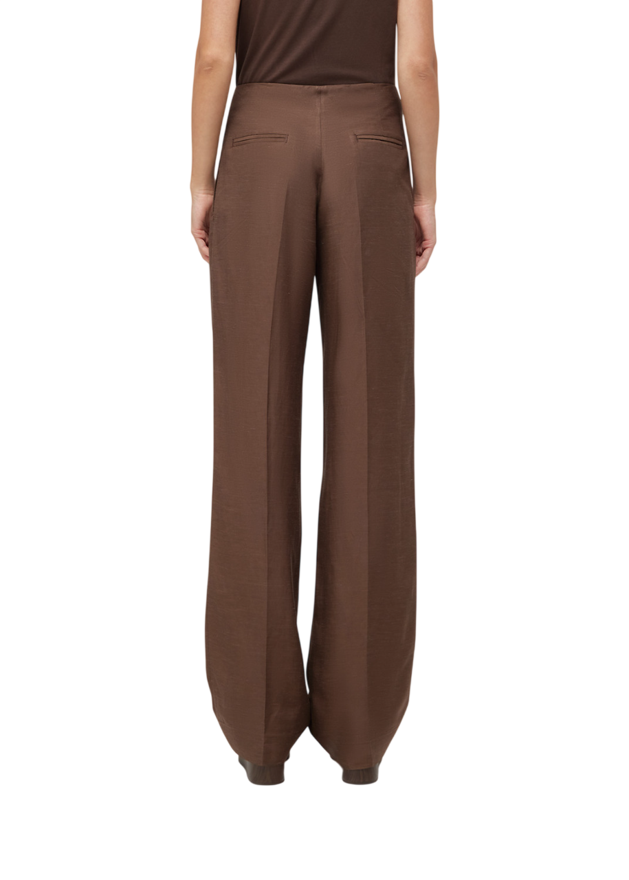 Blugirl pantaloni wide leg misto lino marrone RA6094T8823 90913 BLUGIRL