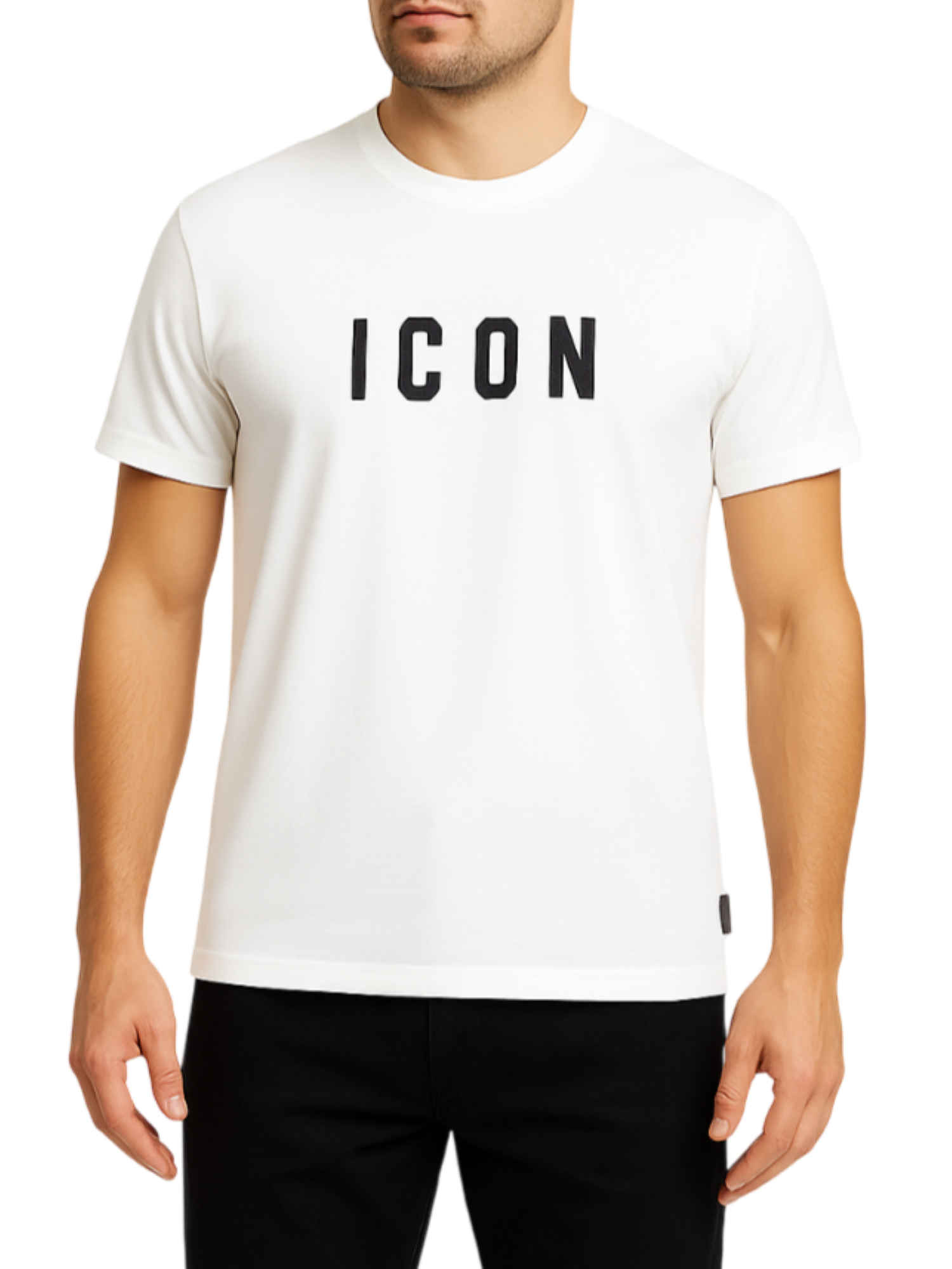 Icon T-shirt uomo con logo bianco latte ICUF2W6T002 OFF WHITE ICON
