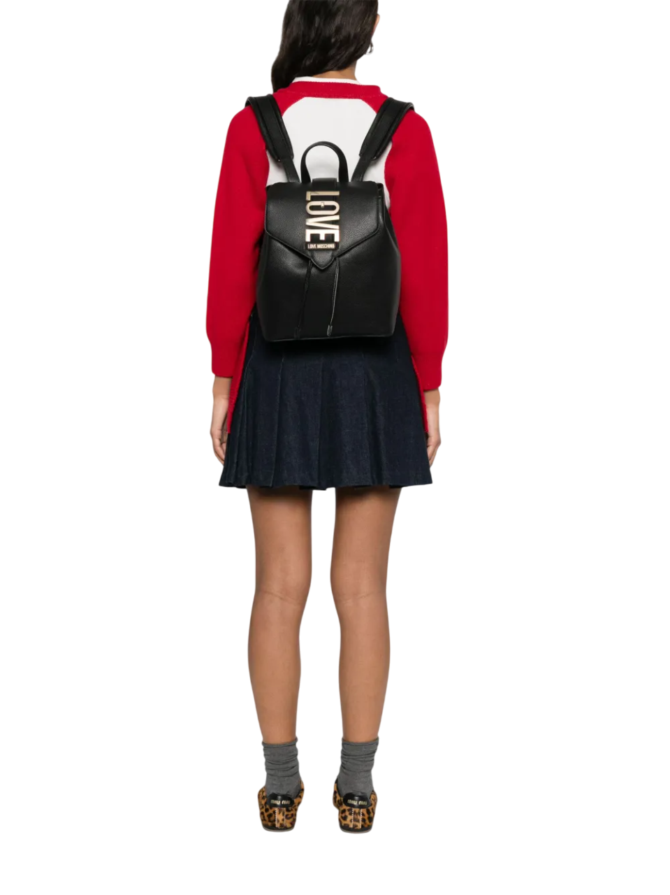 Love Moschino zaino in ecopelle martellata con placca logo nero JC4229PP0M-KC0 000 MOSCHINO LOVE