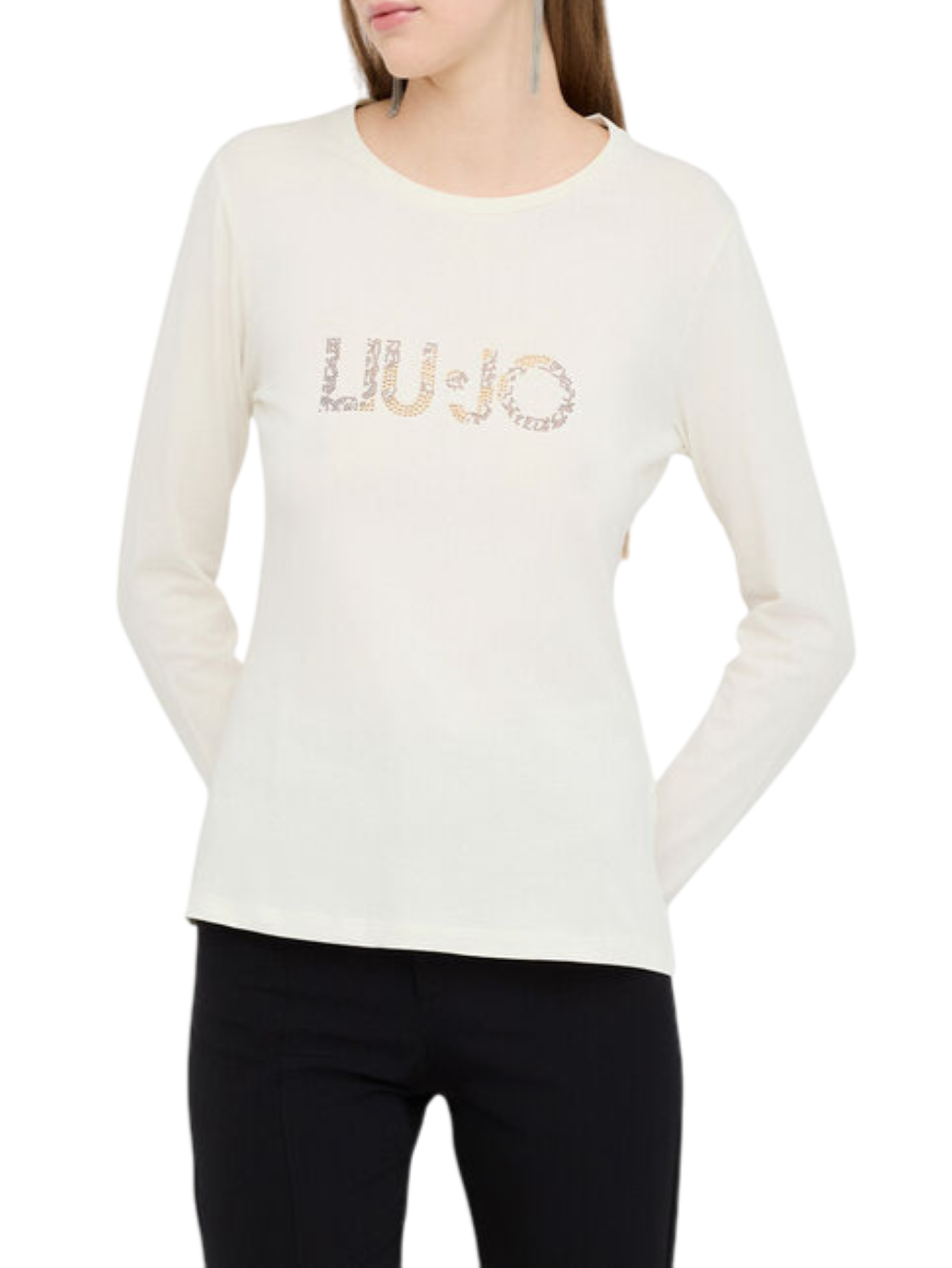 Liu Jo T-shirt manica lunga con logo panna TF5300JS003 09U35 LIU JO