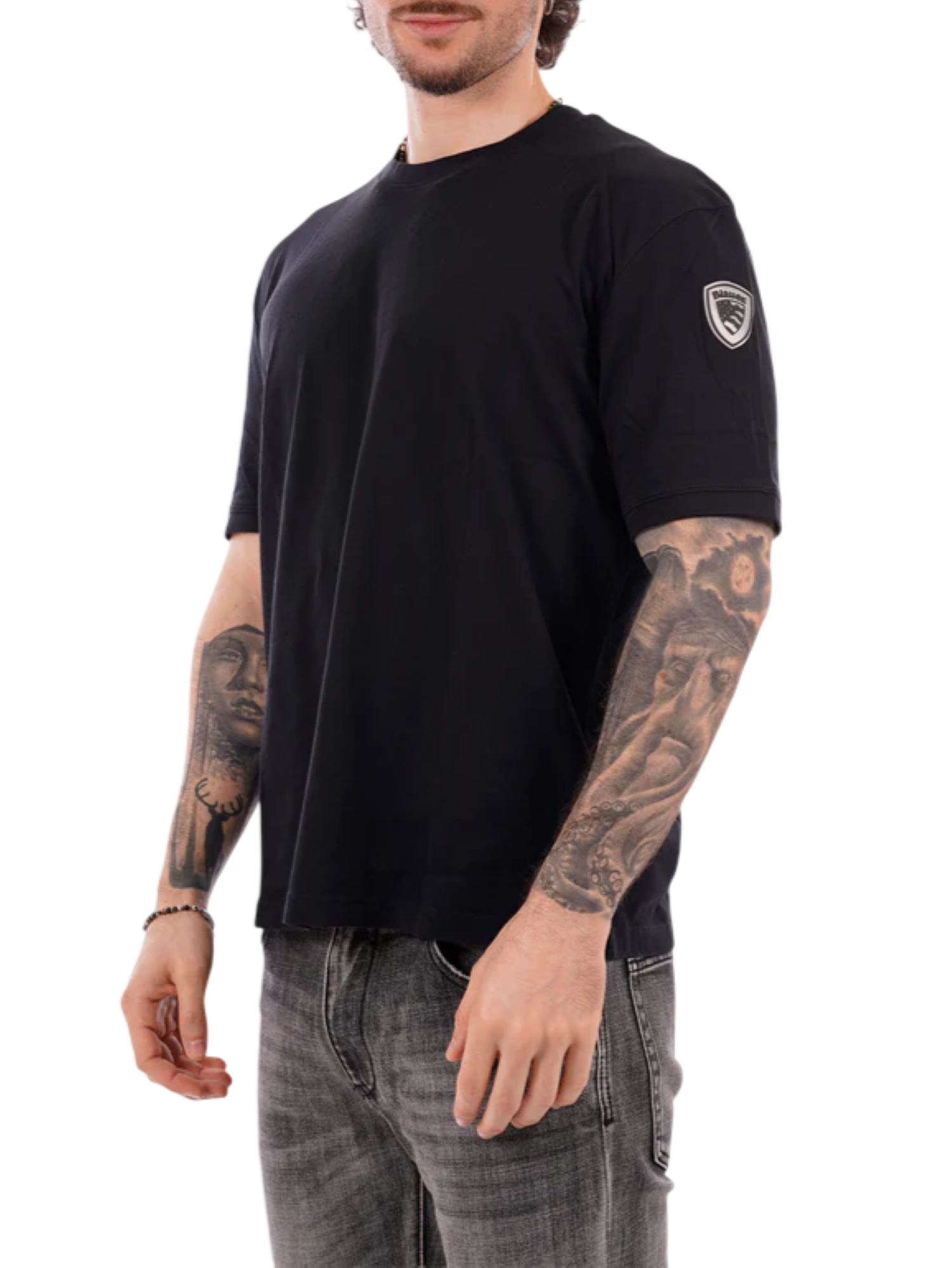 Blauer T-shirt uomo con patch logato nero 26SBLUH02068-007439 999 BLAUER