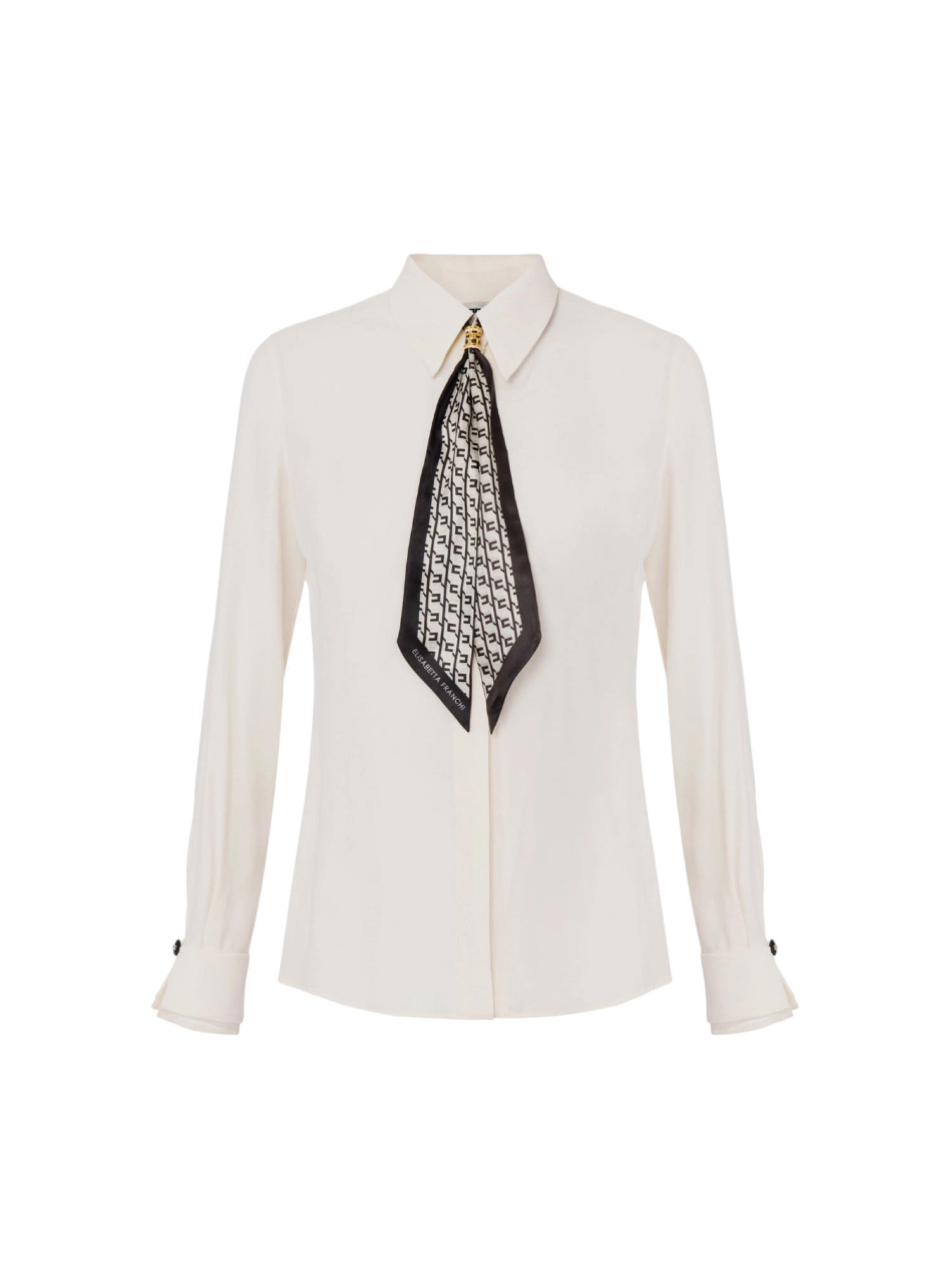 Elisabetta Franchi camicia in georgette con foulard bianco latte CA09356E2 DZ9 ELISABETTA FRANCHI