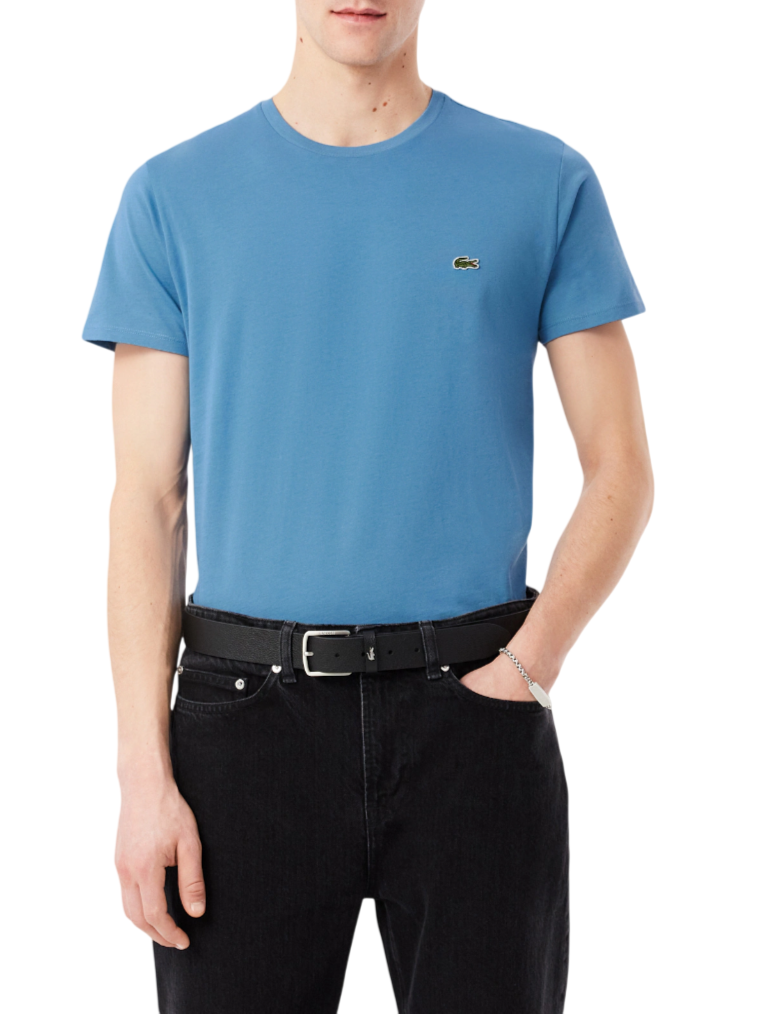 Lacoste T-shirt manica corta in cotone Pima blu avio TH6709 JBK LACOSTE