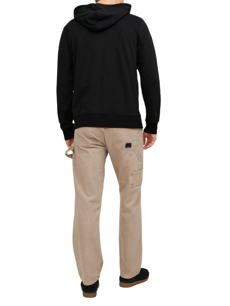 Jack&Jones felpa con cappuccio e zip nero 12181901 BLACK JACK&JONES
