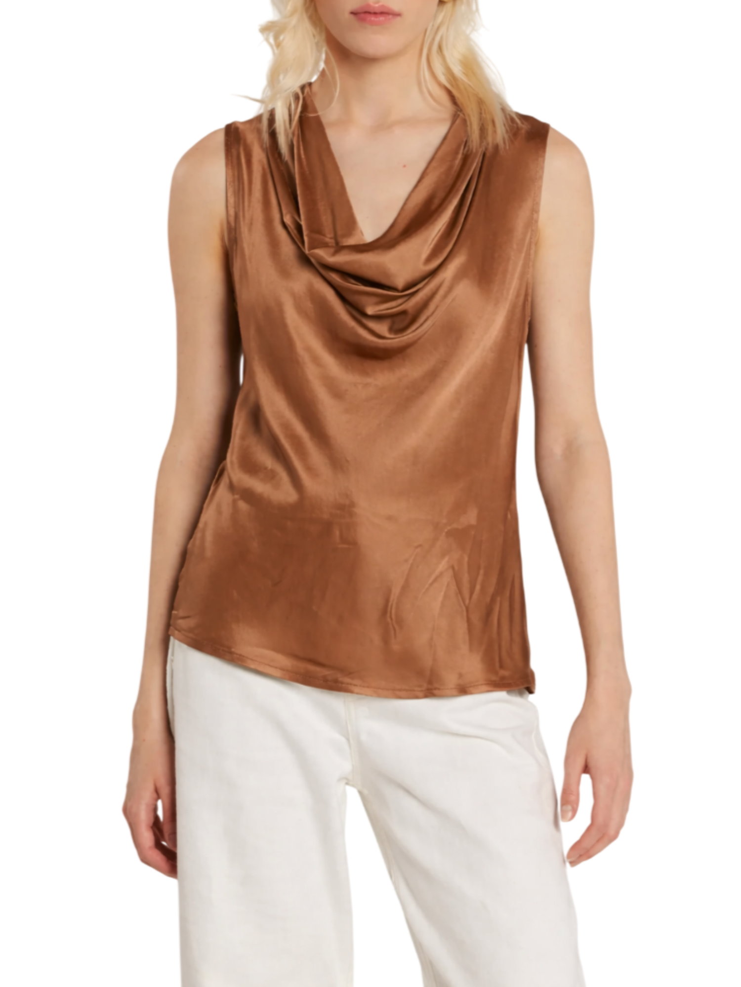 Relish blusa smanicata Wolfy in raso marrone caramello WOLFY 1993 RELISH