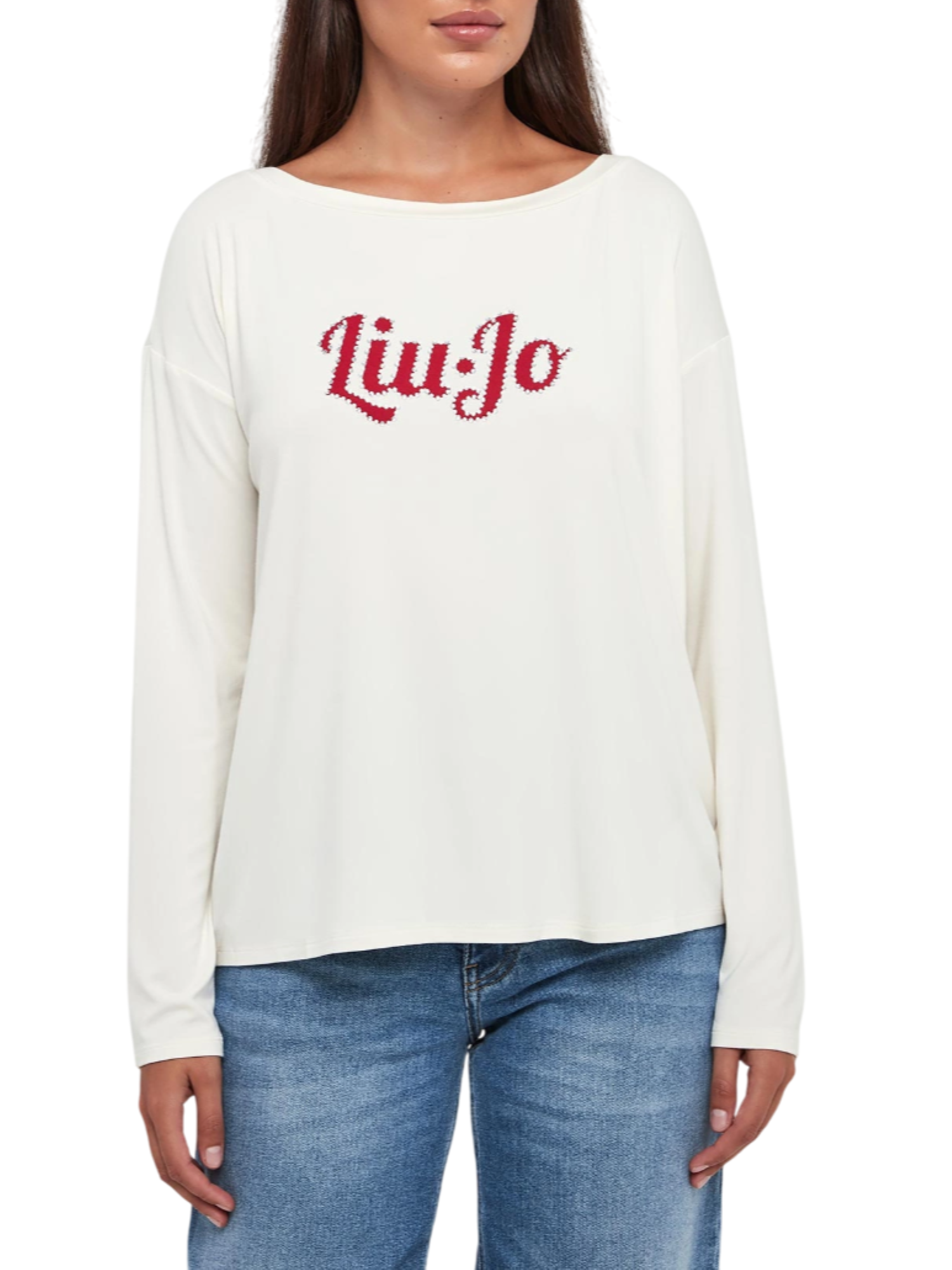 Liu Jo T-shirt donna manica lunga in viscosa bianco latte TF5282JS360 M9780 LIU JO