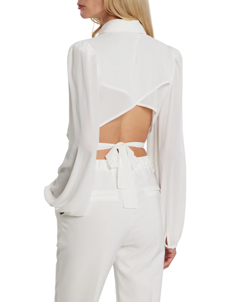 Relish camicia crop con fiocchetti Janette bianco latte JANETTE 1101 RELISH