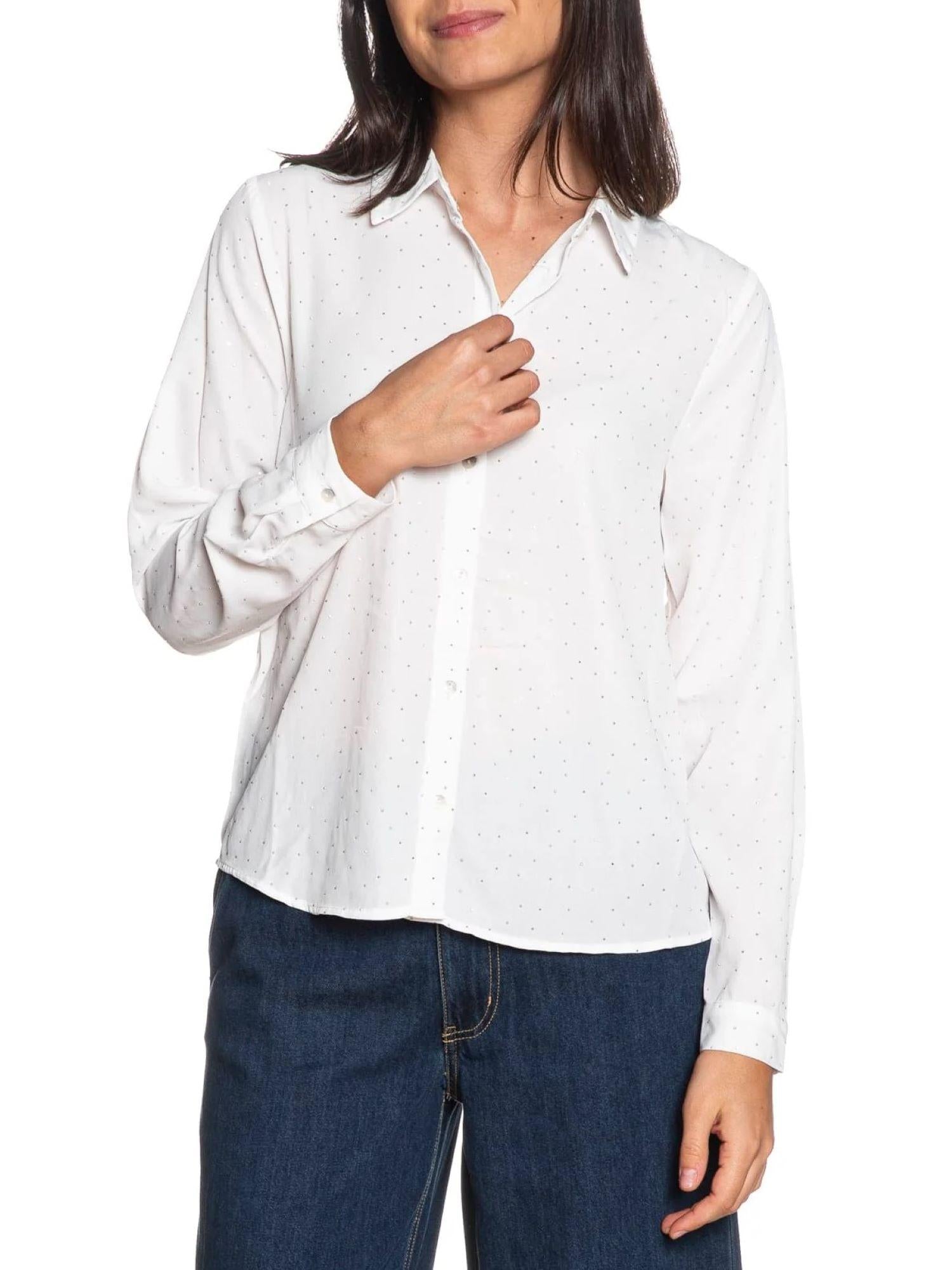 Only camicia donna con strass bianco 15357355 CLOUD DANCER-ALLOVER STUDS ONLY