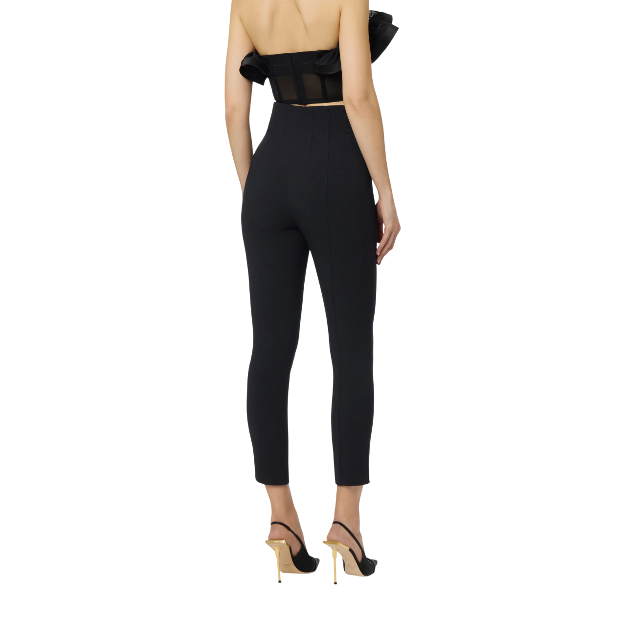 Elisabetta Franchi pantaloni slim con logo iconico nero PA16361 110 ELISABETTA FRANCHI