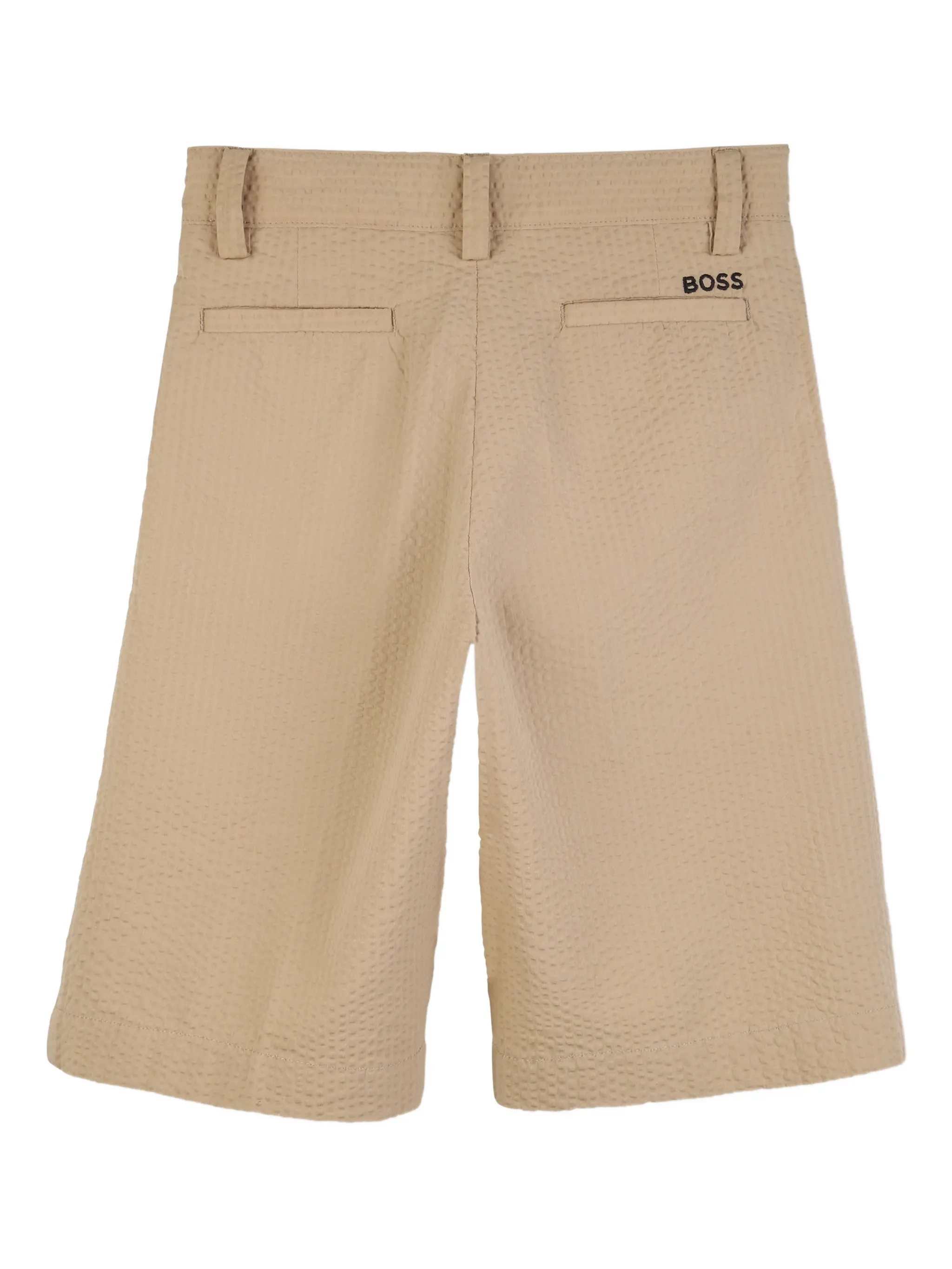 Boss bermuda bambino con pinces in cotone martellato beige J52923 BEIGE BOSS