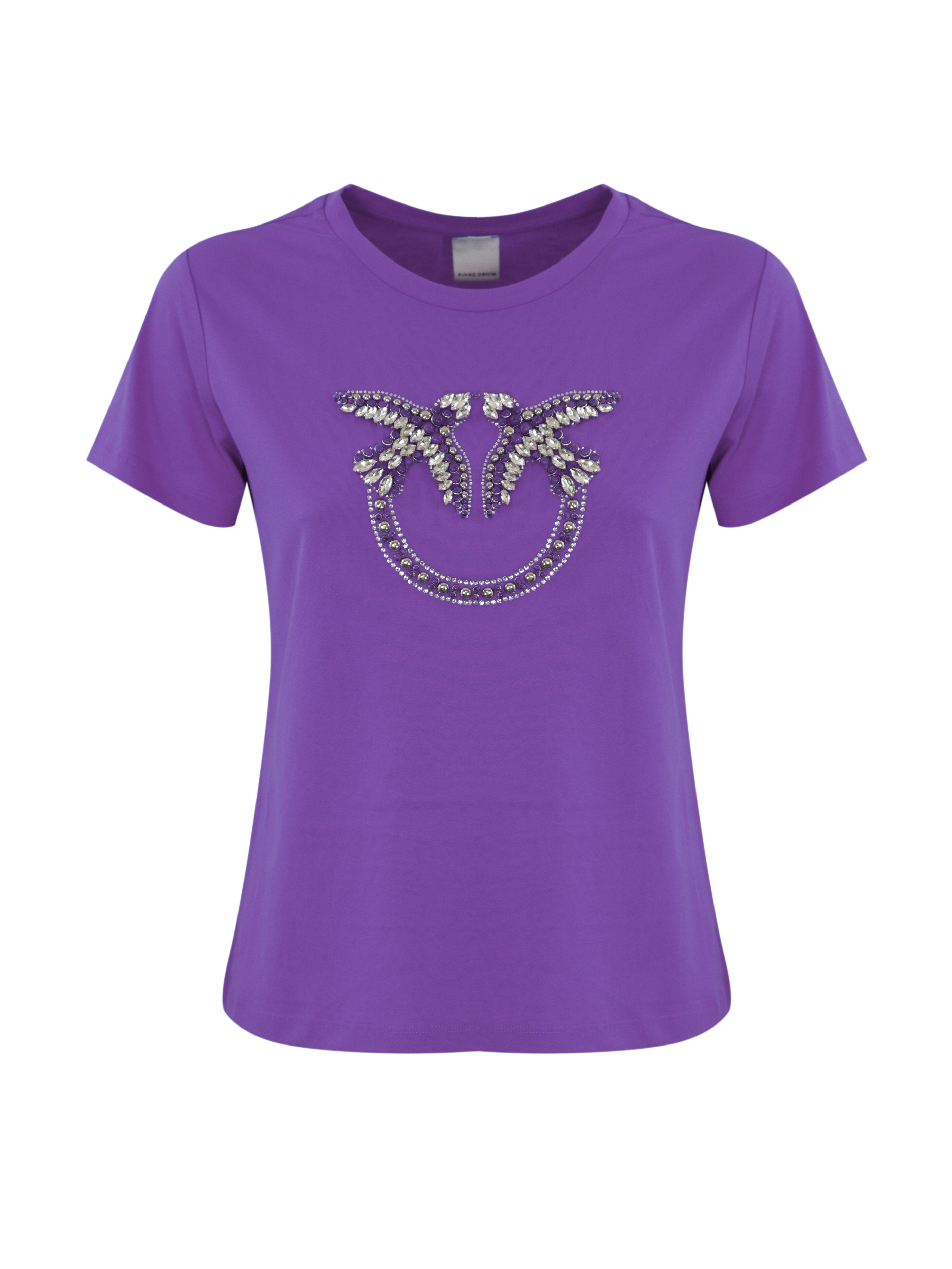 Pinko T-shirt Quentin con logo gioiello viola 100535-A2RN W79 PINKO