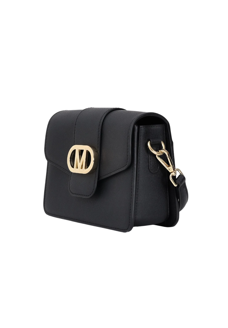 Marc Ellis borsa in ecopelle saffiano Flat Kourtney nero FLAT KOURTNEY BLACK-LIGHT GOLD MARC ELLIS