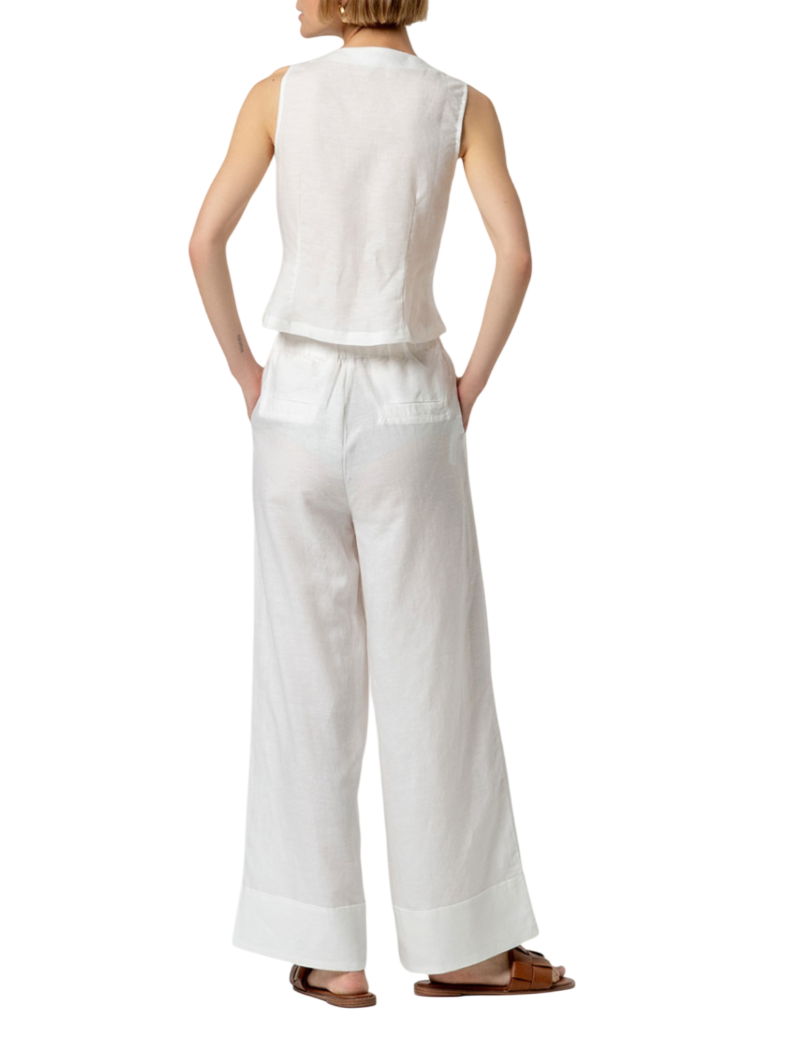 Surkana gilet donna in viscosa e lino panna 526NAPE324 01 SURKANA