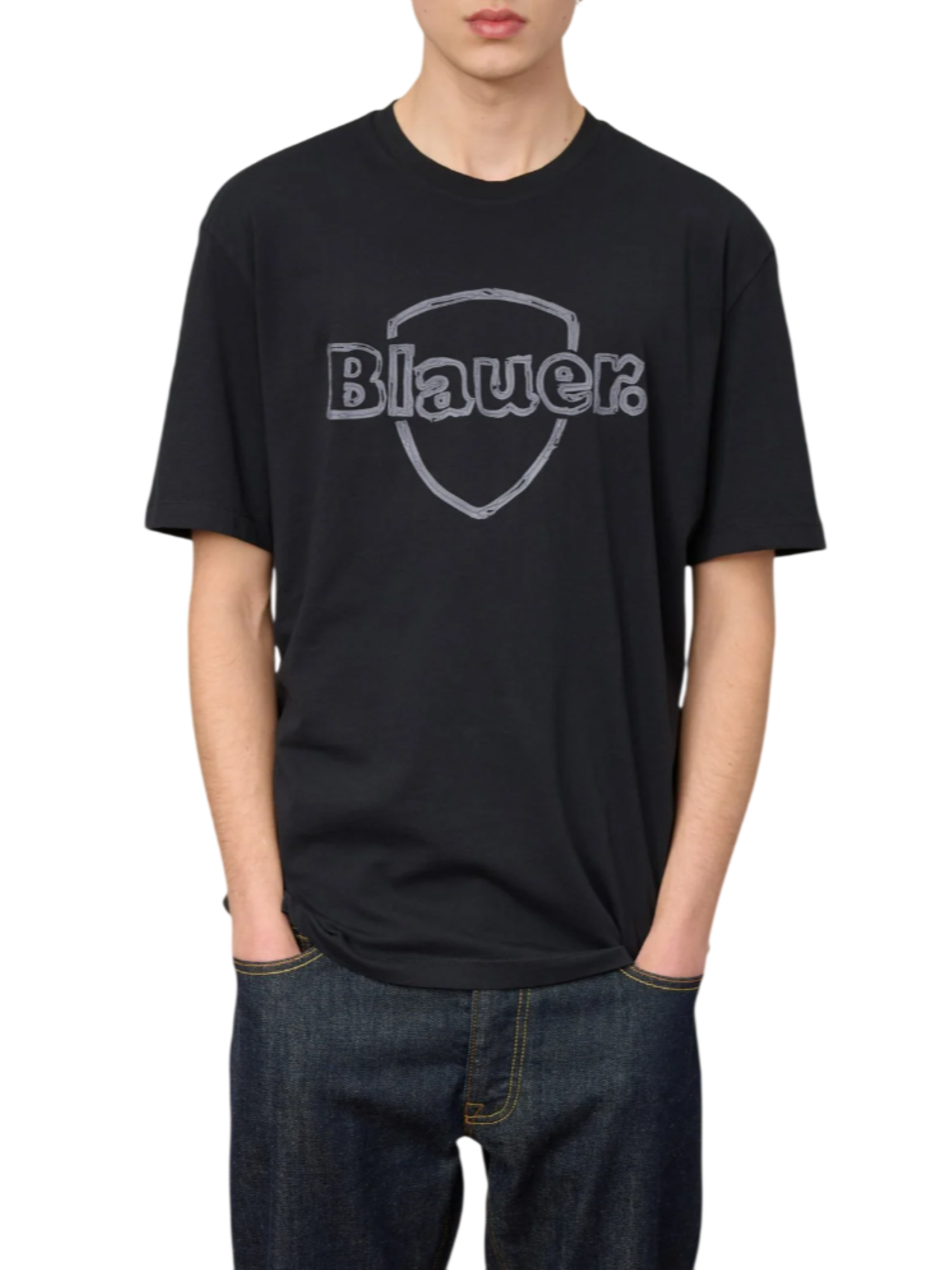 Blauer T-shirt manica corta uomo con logo nero 26SBLUH02301-007439 999 BLAUER