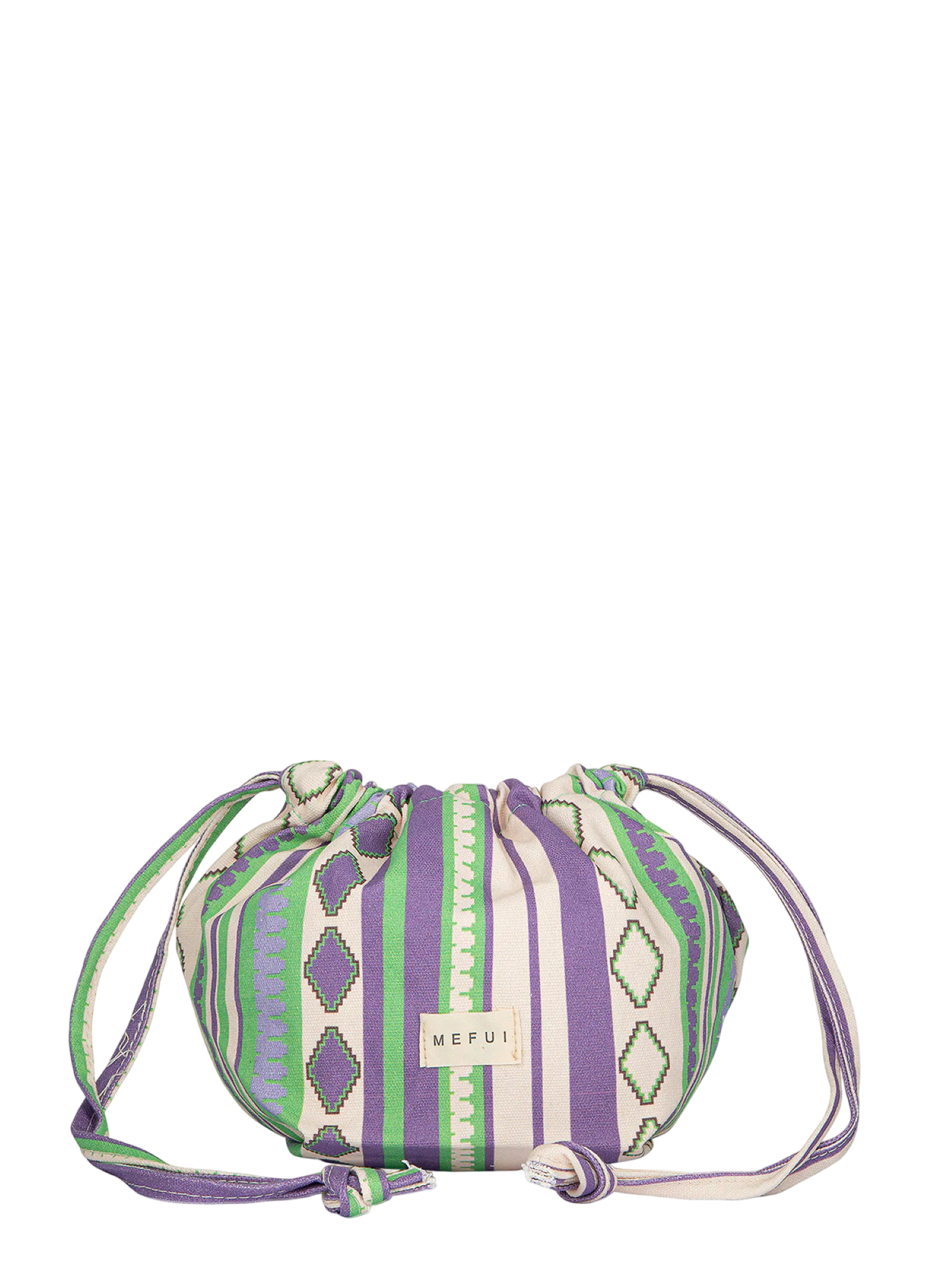 Me Fui pochette sack bag con coulisse in fantasia verde viola MA26-SW0018 X34 ME FUI