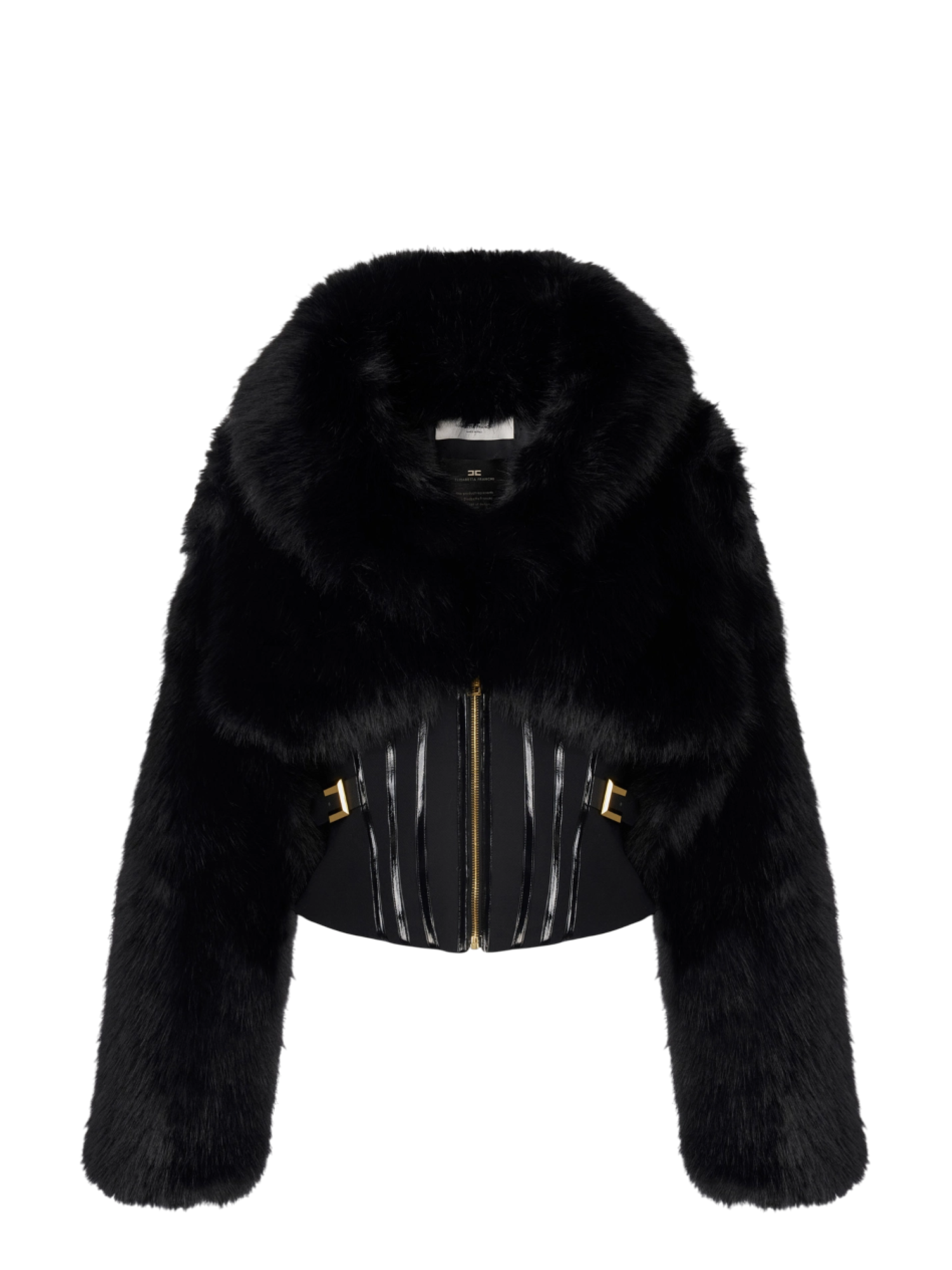Elisabetta Franchi pelliccia ecologica stile bustier nero GB05A57E2 110 ELISABETTA FRANCHI