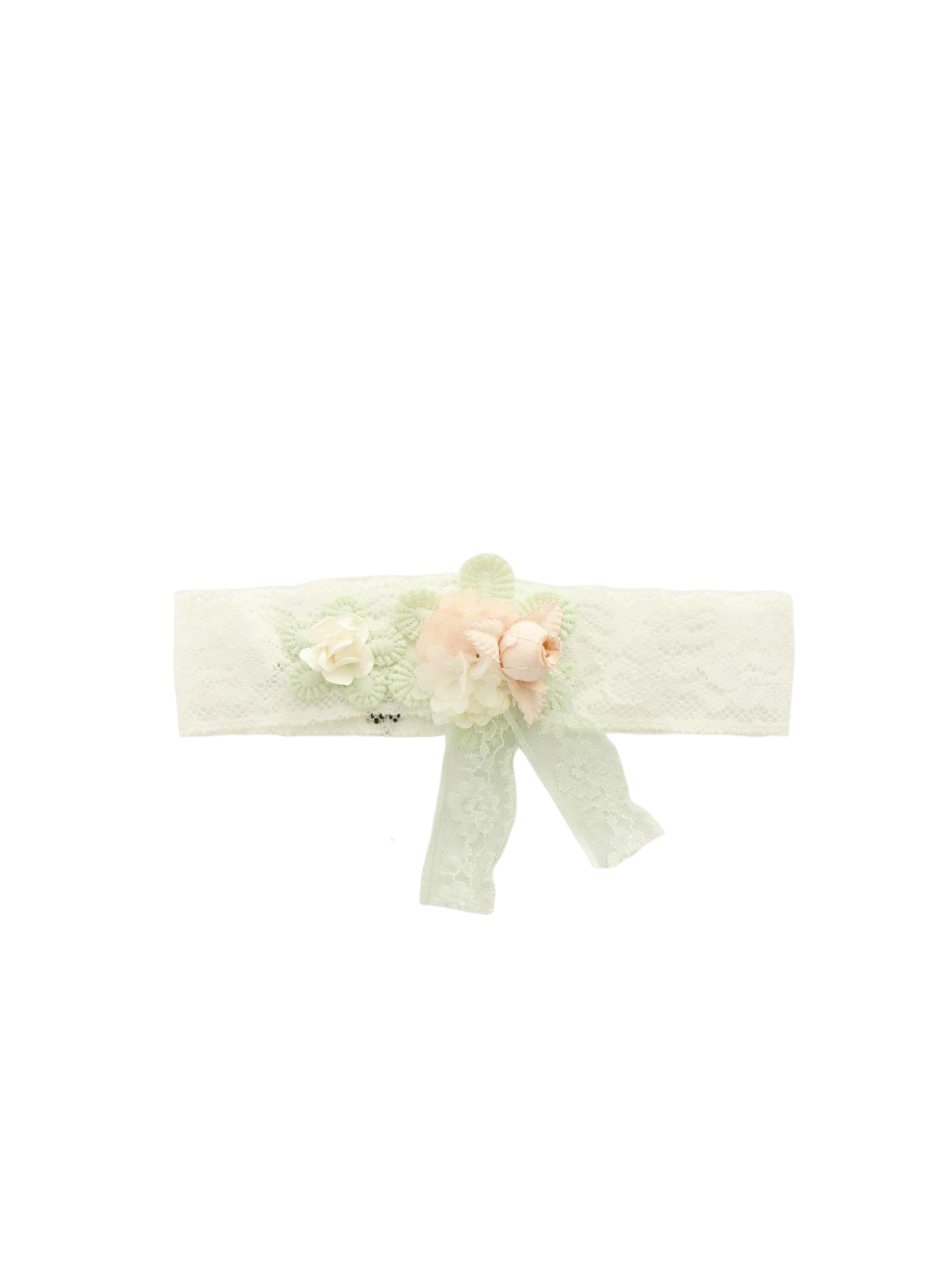 Mimilù fascia per capelli da bambina in pizzo con fiori bianco 329COR UNI MImilù