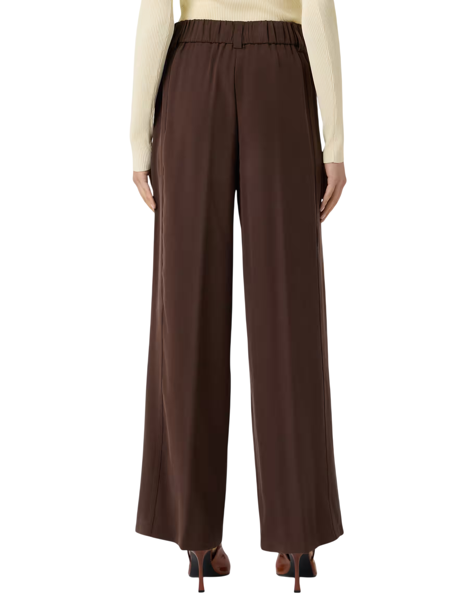 Sandro Ferrone pantaloni donna gamba larga misto viscosa marrone S32XBFMADELEINE MOKA Sandro FERRONE
