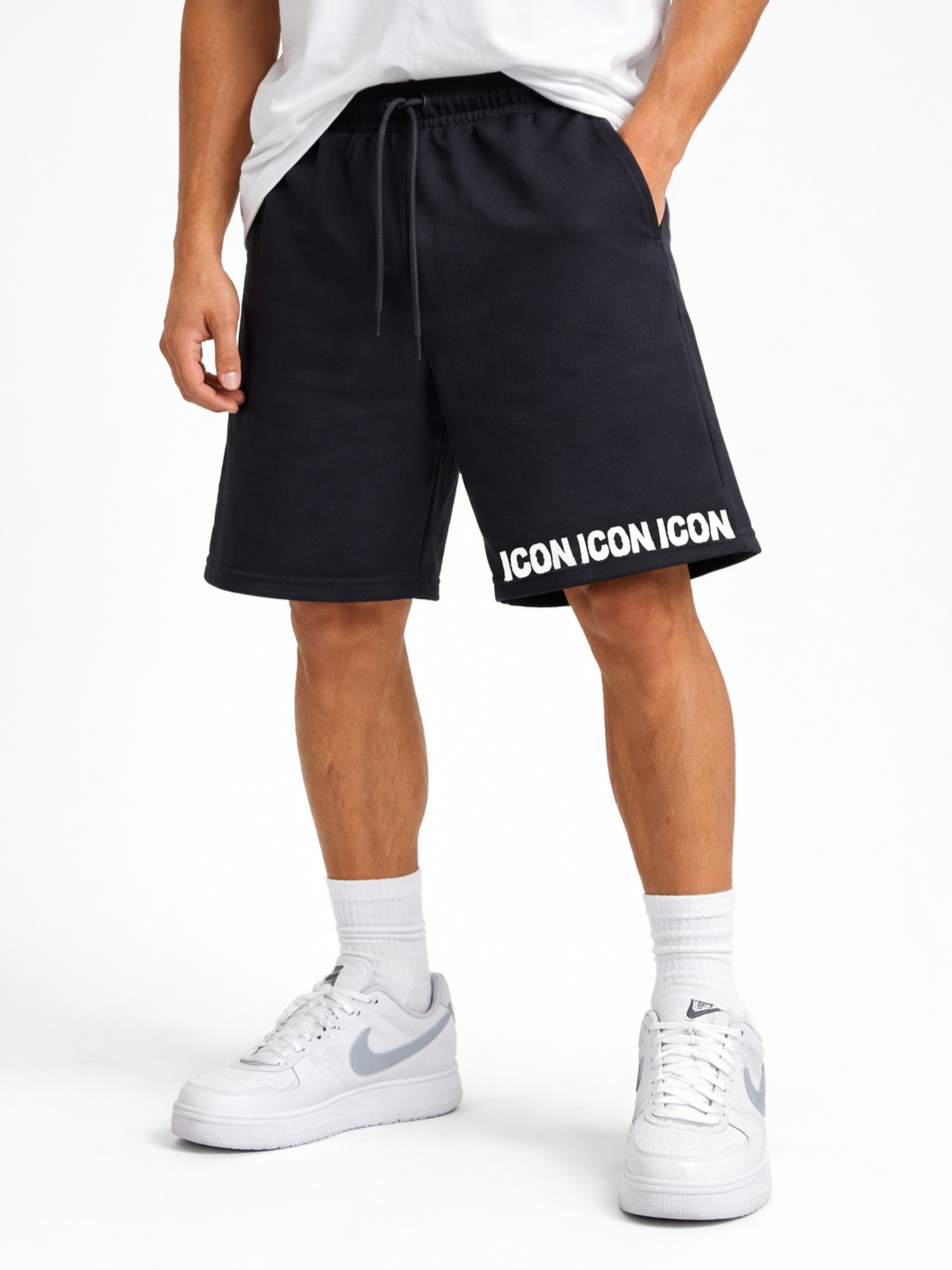 Icon bermuda uomo con stampa logo nero IUB017 NERO ICON