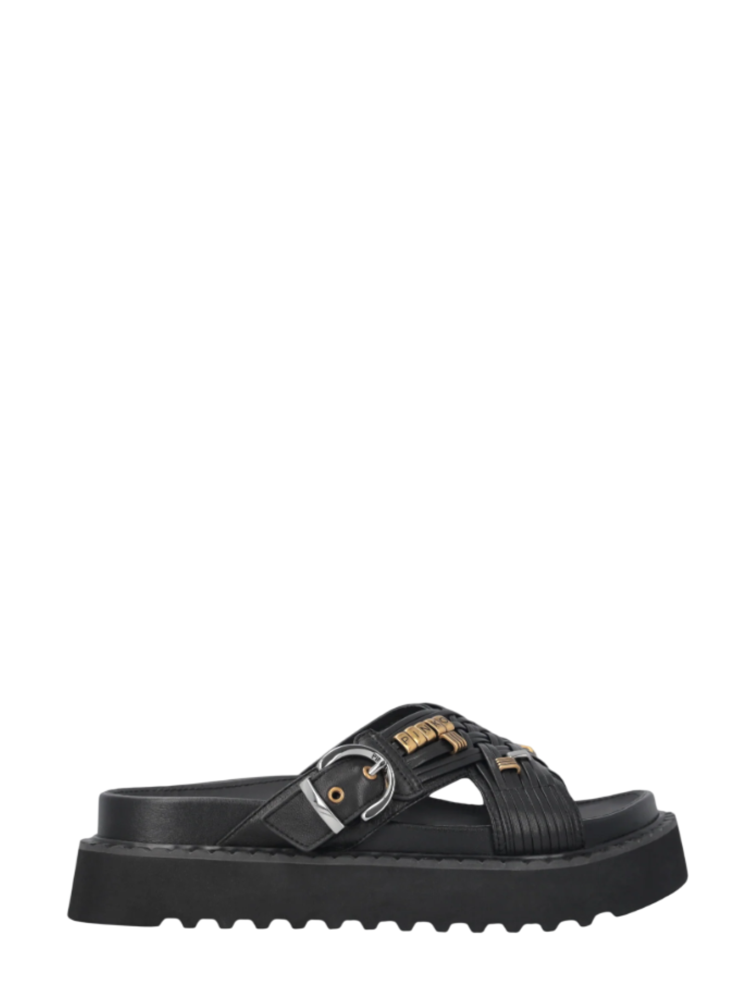 Pinko ciabatte in pelle Kate con cinturini nero SD0537P003 Z99 PINKO