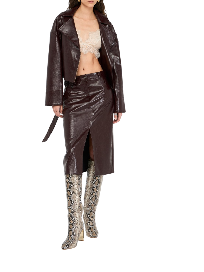 Liu Jo gonna midi in ecopelle spalmata borgogna UF5232E1038 X0722 LIU JO