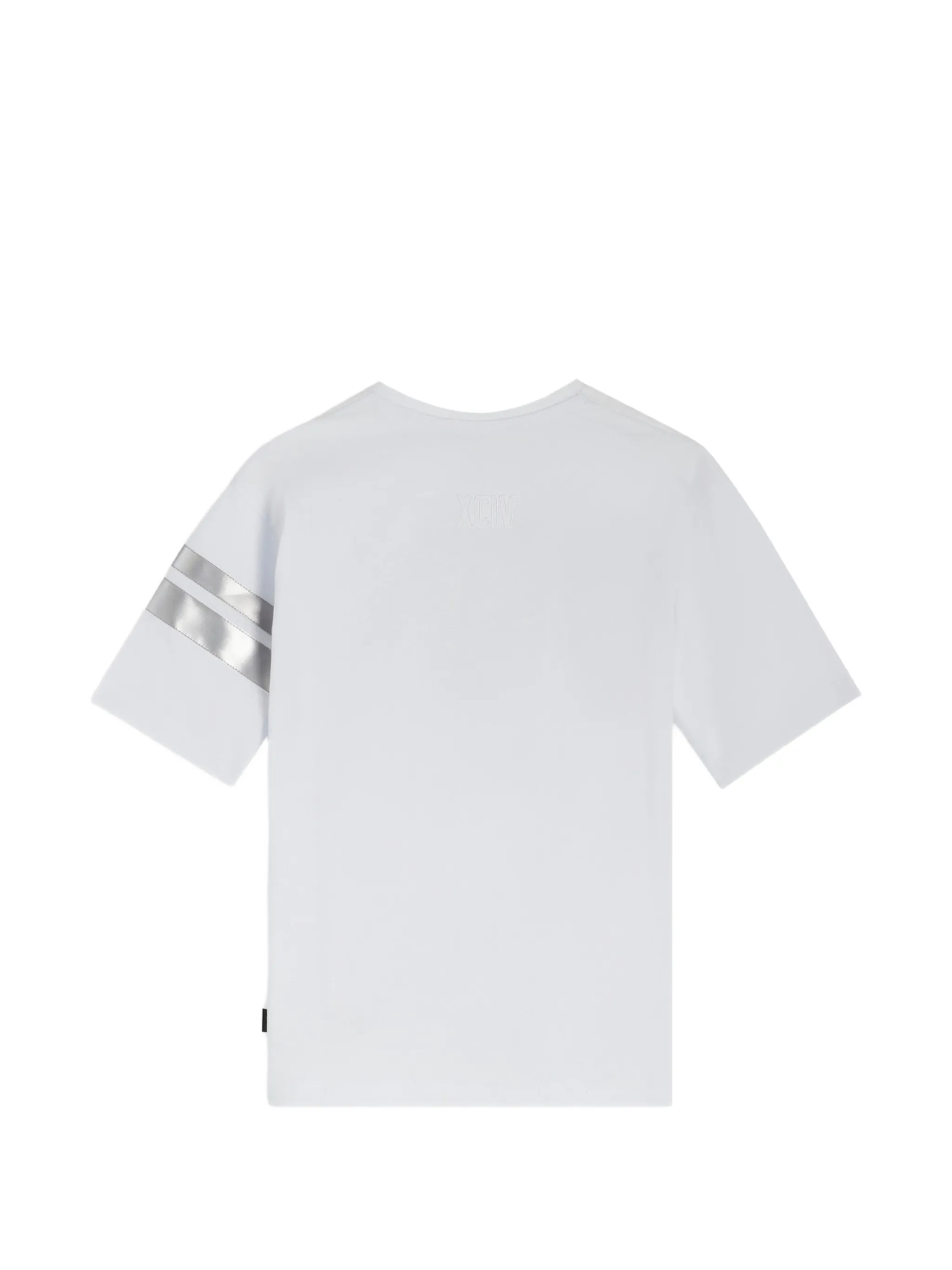 GCDS T-shirt bambino con logo catarifrangente bianco argento C1UJQC703J105 OPTIC WHITE-GREY GCDS