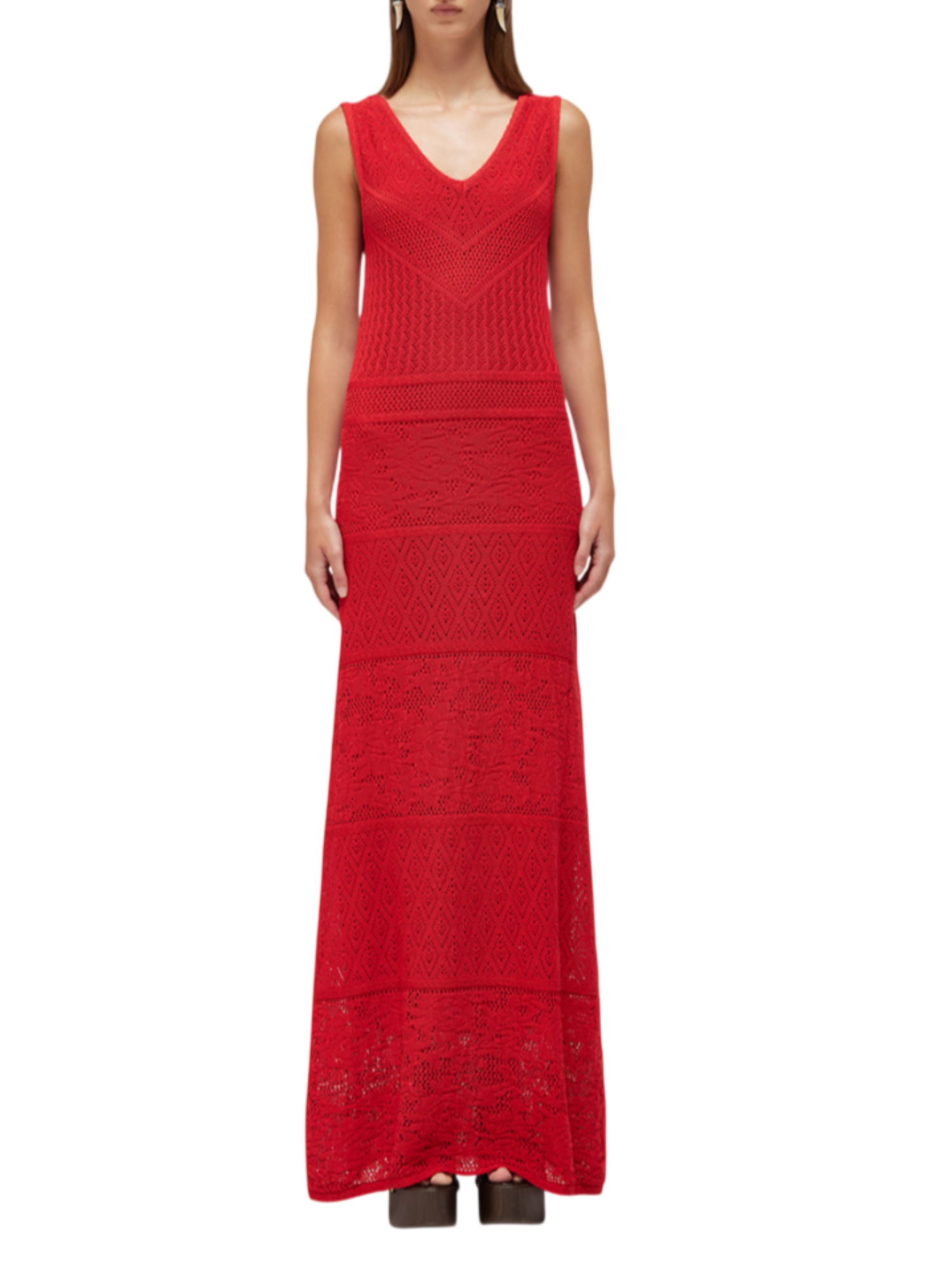 Blugirl abito lungo in maglia macramè rosso RA6083MA09S 81663 BLUGIRL