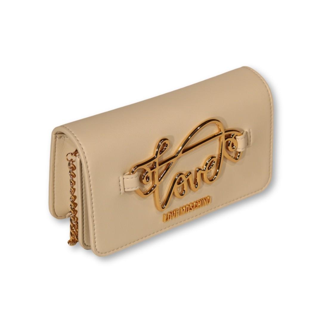 Love Moschino borsa a tracolla con placca logo beige oro JC5736PP0M-KG0 104 MOSCHINO LOVE