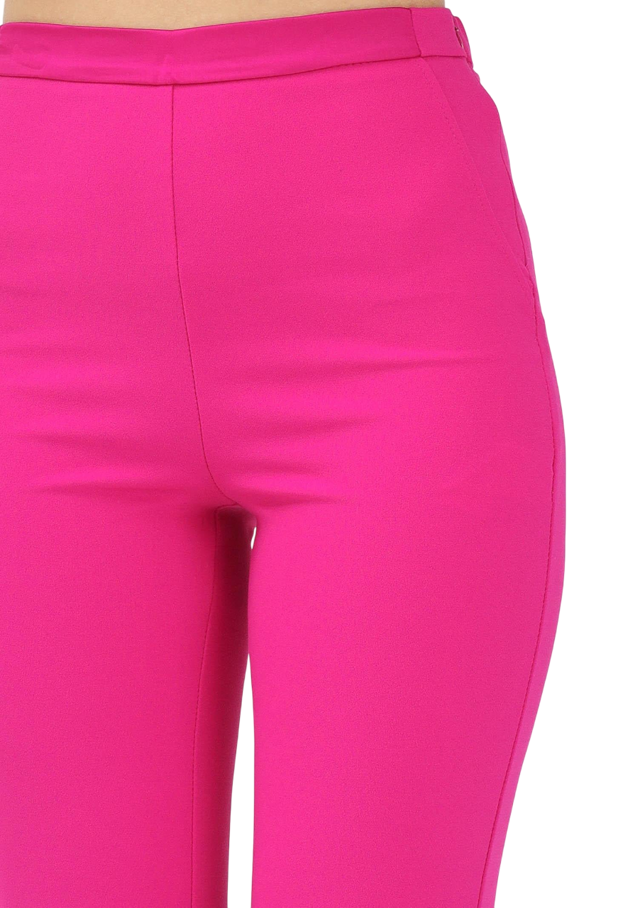 Vicolo pantaloni a zampa vita alta fucsia TD0229 FUXIA VICOLO