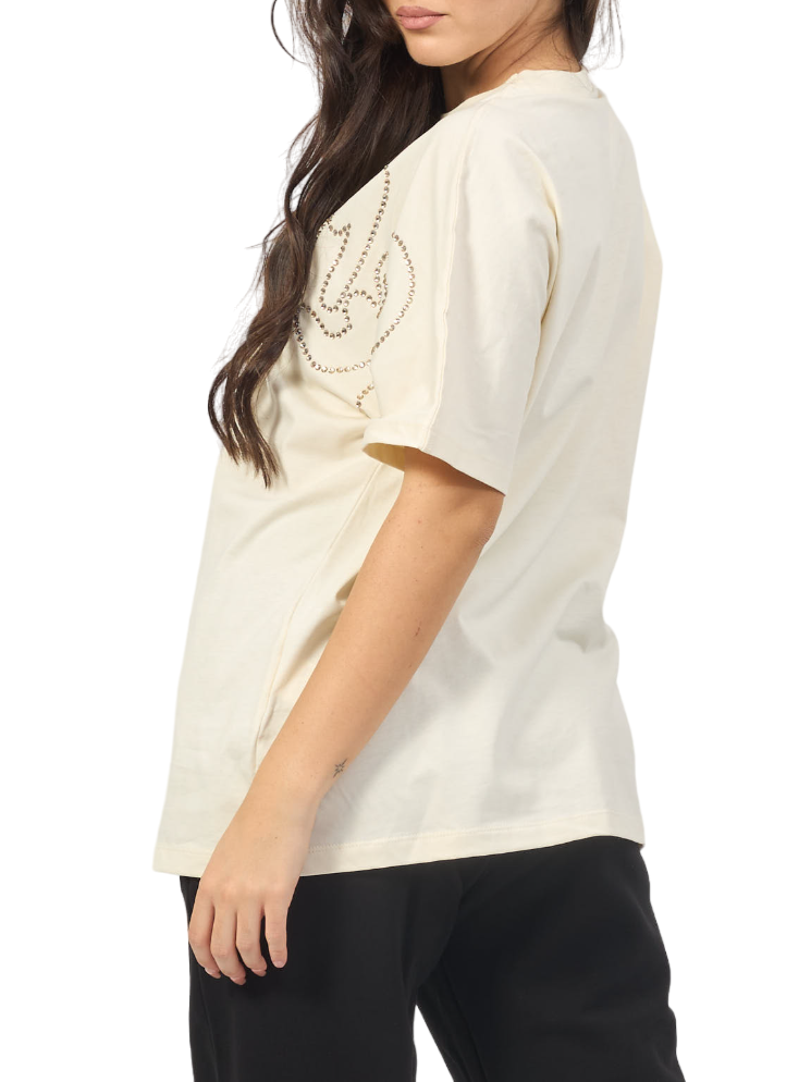 Disclaimer T-shirt manica corta con logo gioiello panna 54753 LATTE DISCLAIMER