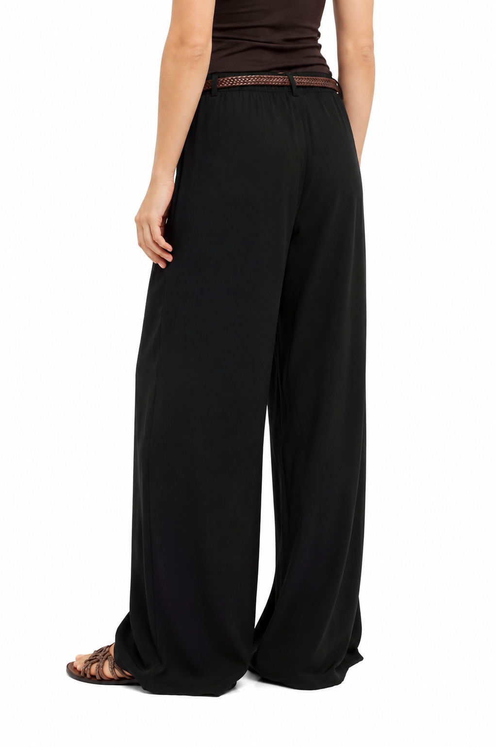 Haveone pantaloni gamba larga donna con cintura nero PIAQ634 NERO HAVEONE