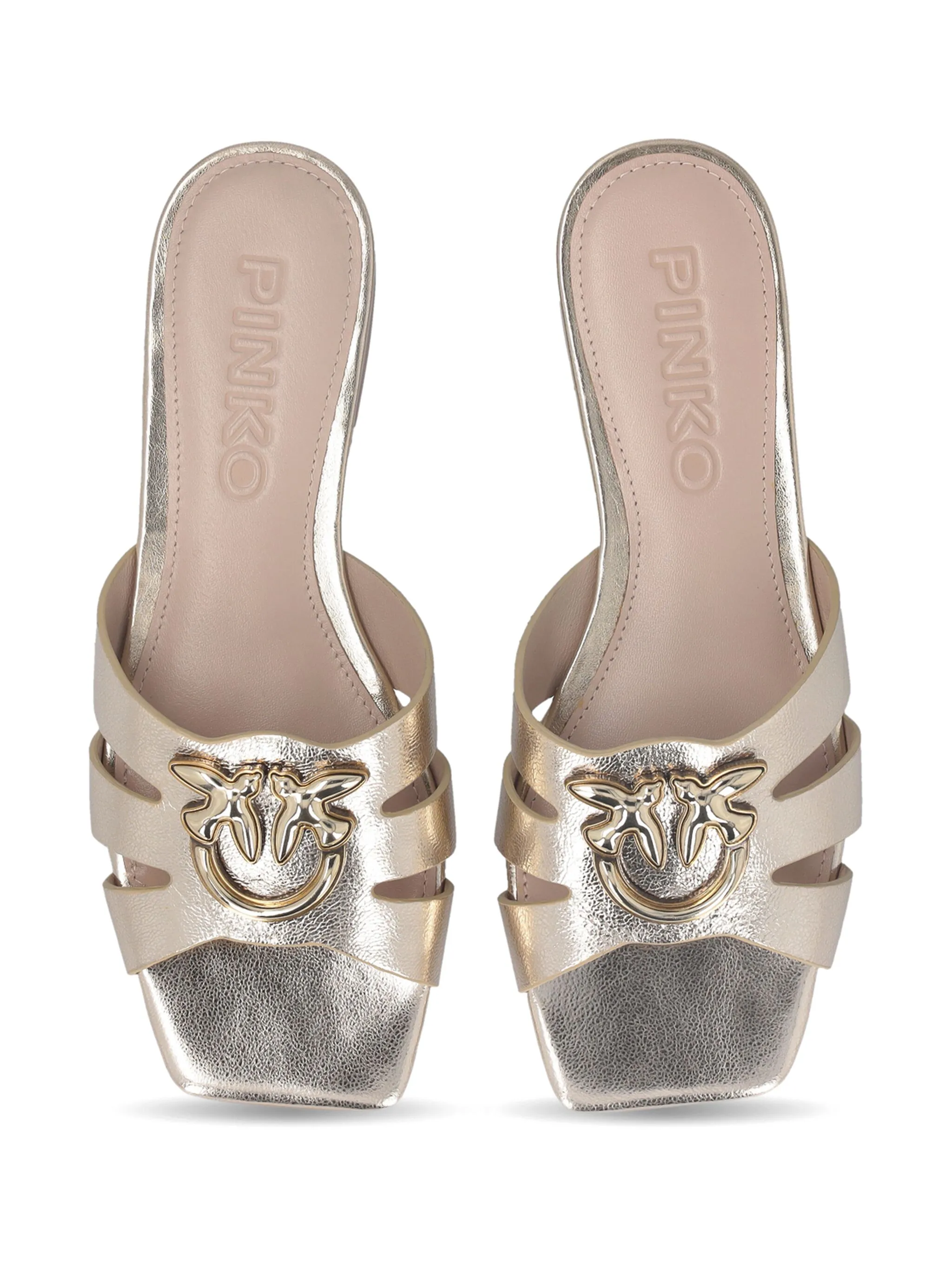 Pinko ciabatta Marli in pelle laminata con logo platino SD0313P049 Z22 PINKO