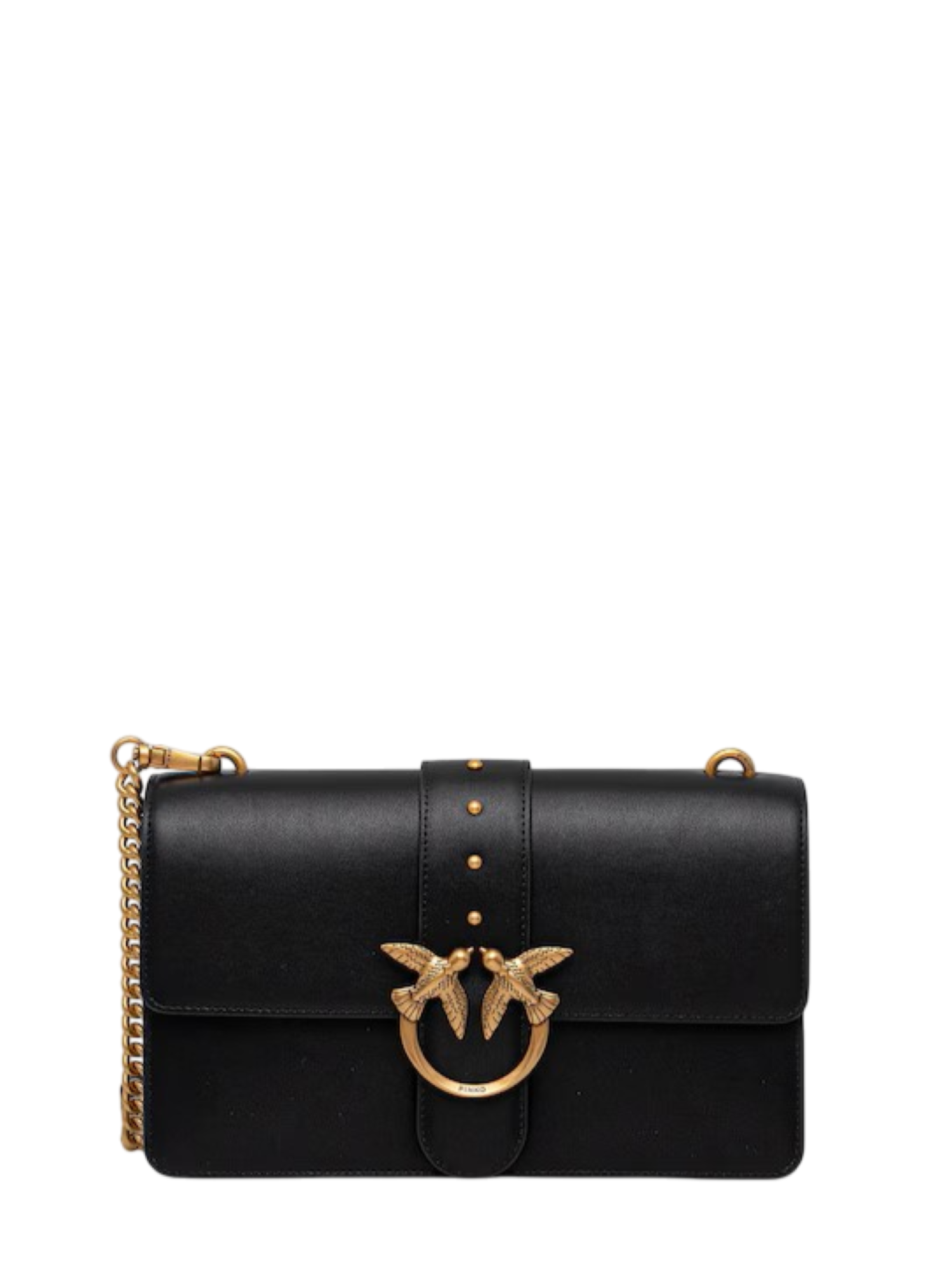 Pinko borsa a tracolla Love One Classic in pelle nero oro 105857-A0F1 Z99Q PINKO