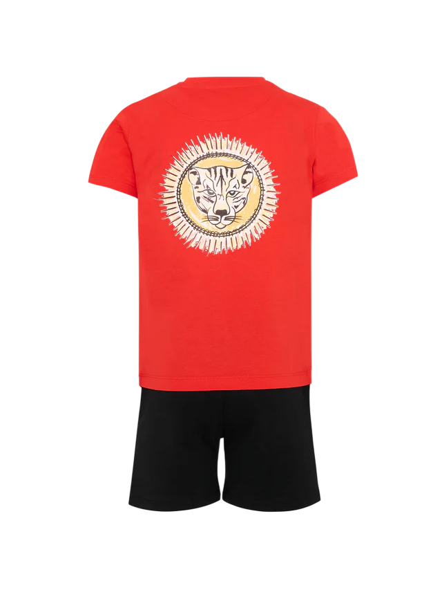 Just Cavalli completo bambino T-shirt e shorts rosso nero JIP26090CJ RED FLAME SCARLET-BLACK JUST CAVALLI
