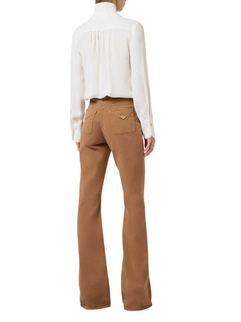 Elisabetta Franchi camicia con fusciacca in georgette bianco CA14661 360 ELISABETTA FRANCHI