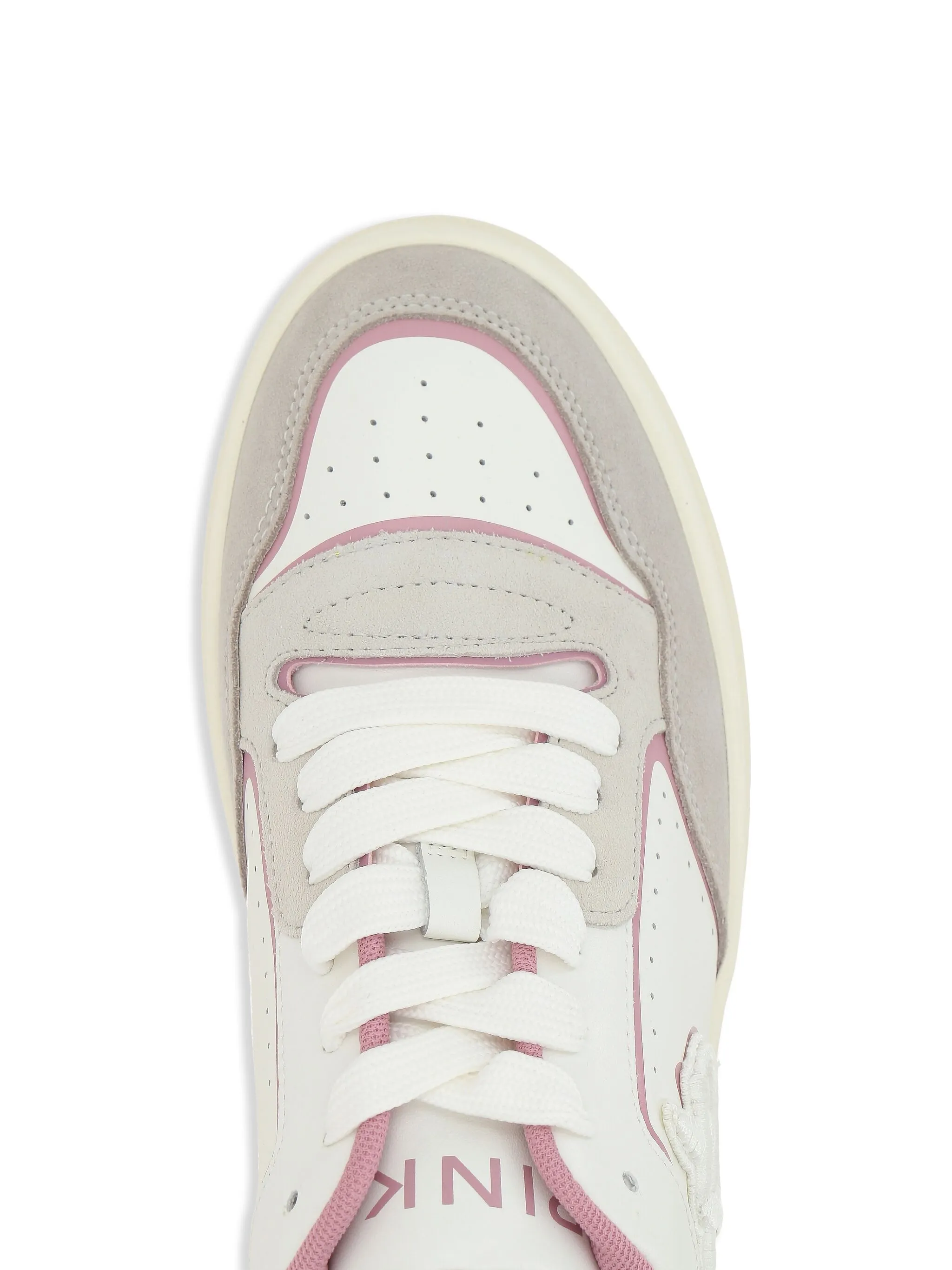 Pinko sneakers Mandy in pelle e suede con logo bianco grigio rosa SS0075P021 ZN3 PINKO