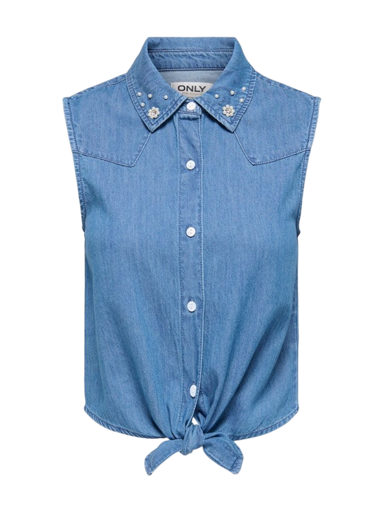 Only camicia smanicata donna in denim lavaggio blu 15371175 MEDIUM BLUE DENIM ONLY