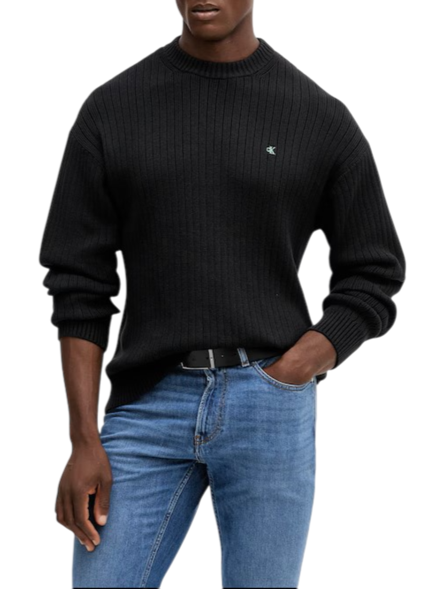 Calvin Klein maglia uomo a costine nero LV04RD314G UB1 Calvin Klein Jeans