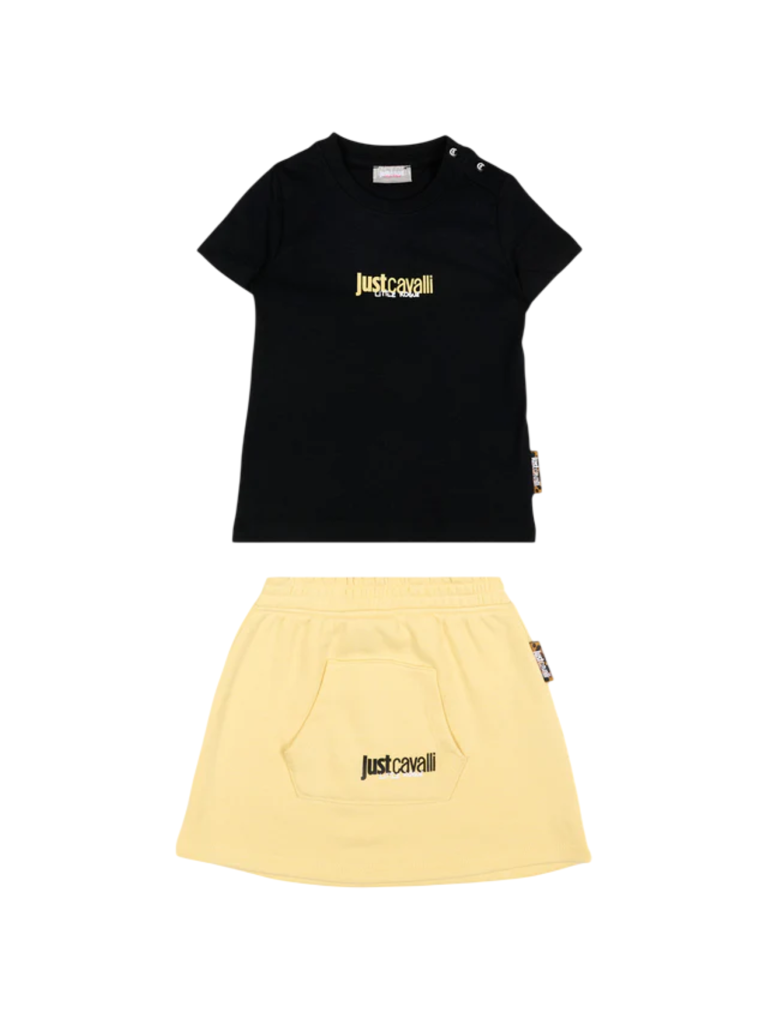 Just Cavalli completo neonata T-shirt e gonna nero giallo JIP26035CJ BLACK-POCORN JUST CAVALLI