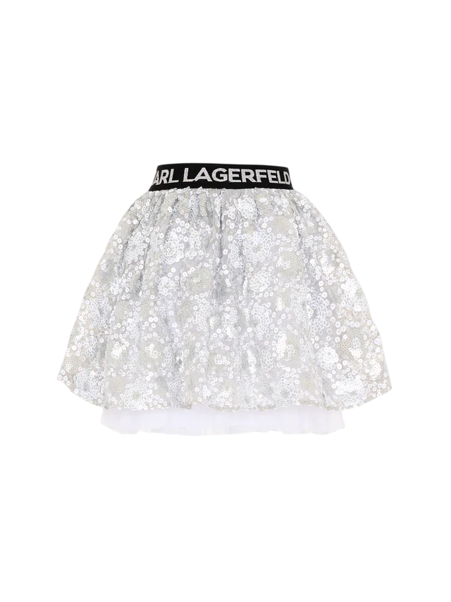 Karl Lagerfeld gonna corta bambina con ricami paillettes argento Z31118 GRIGIO CHIARO KARL LAGERFELD KIDS