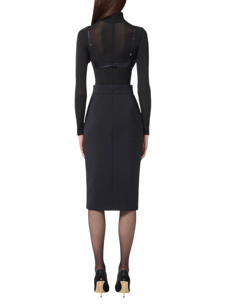 Elisabetta Franchi gonna longuette con zip nero GO13456E2 110 ELISABETTA FRANCHI