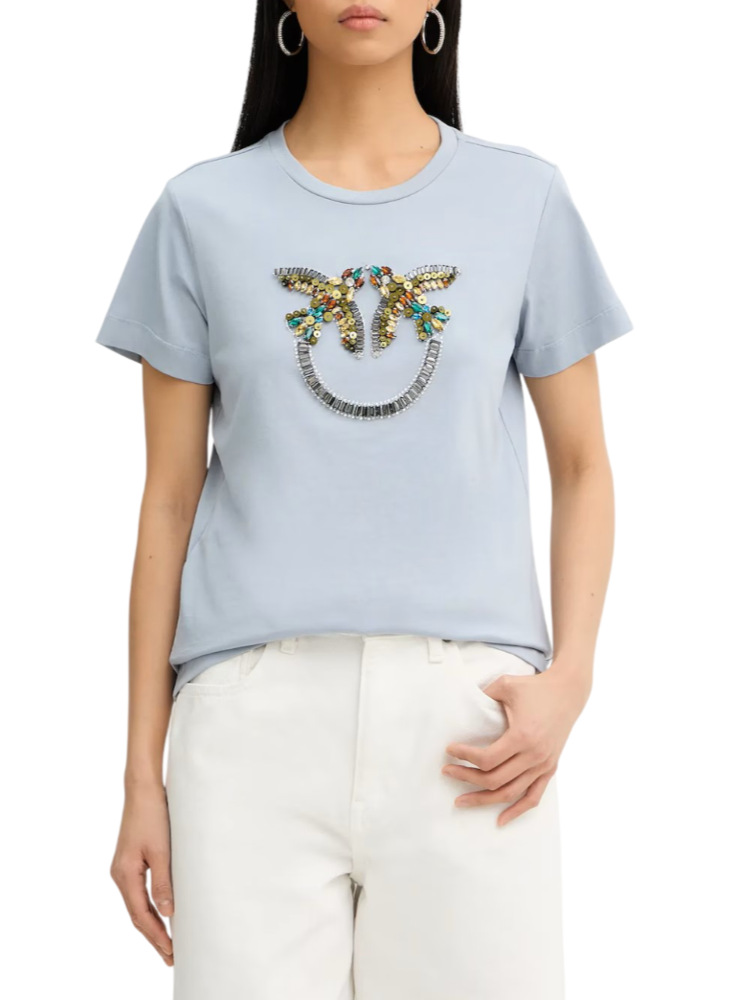 Pinko T-shirt Quentin con logo Love Birds gioiello carta da zucchero 100535-A33F E87 PINKO