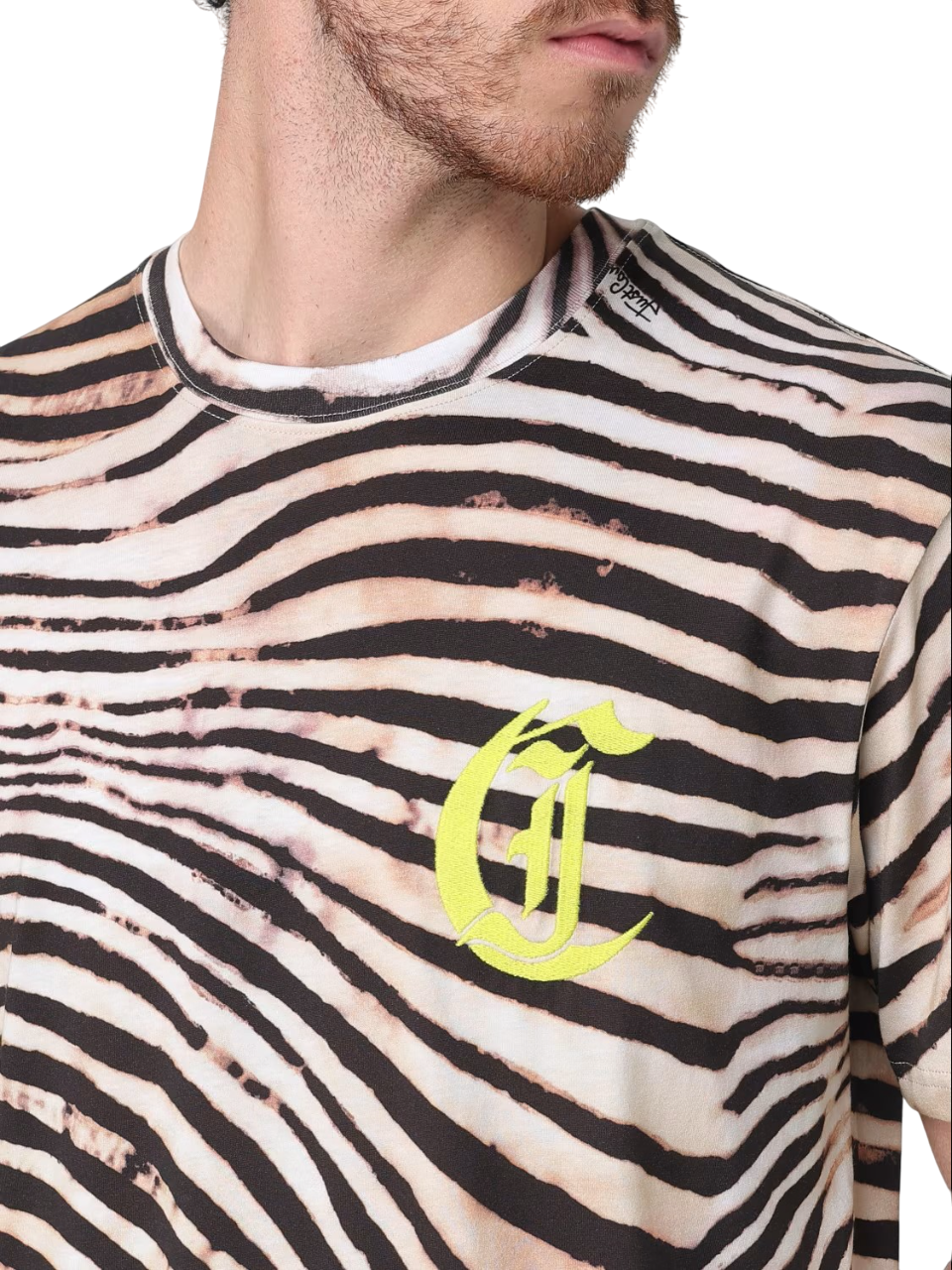Just Cavalli T-shirt maniche corte in fantasia beige nero 78OAHE04-CJ110 R30 JUST CAVALLI